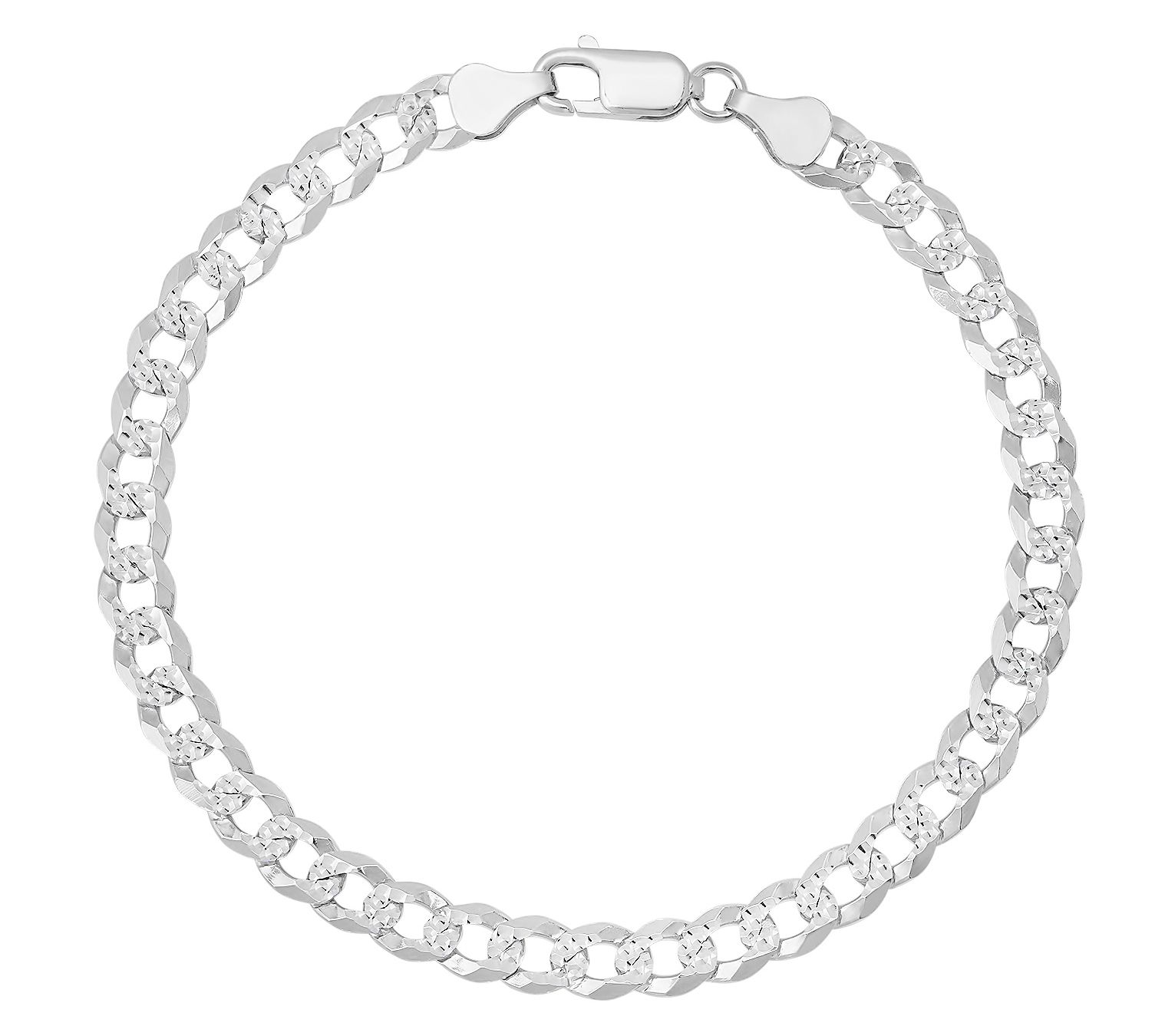 Italian Silver Men's Diamond-Cut Cuban Curb 8-1/2" Bracelet