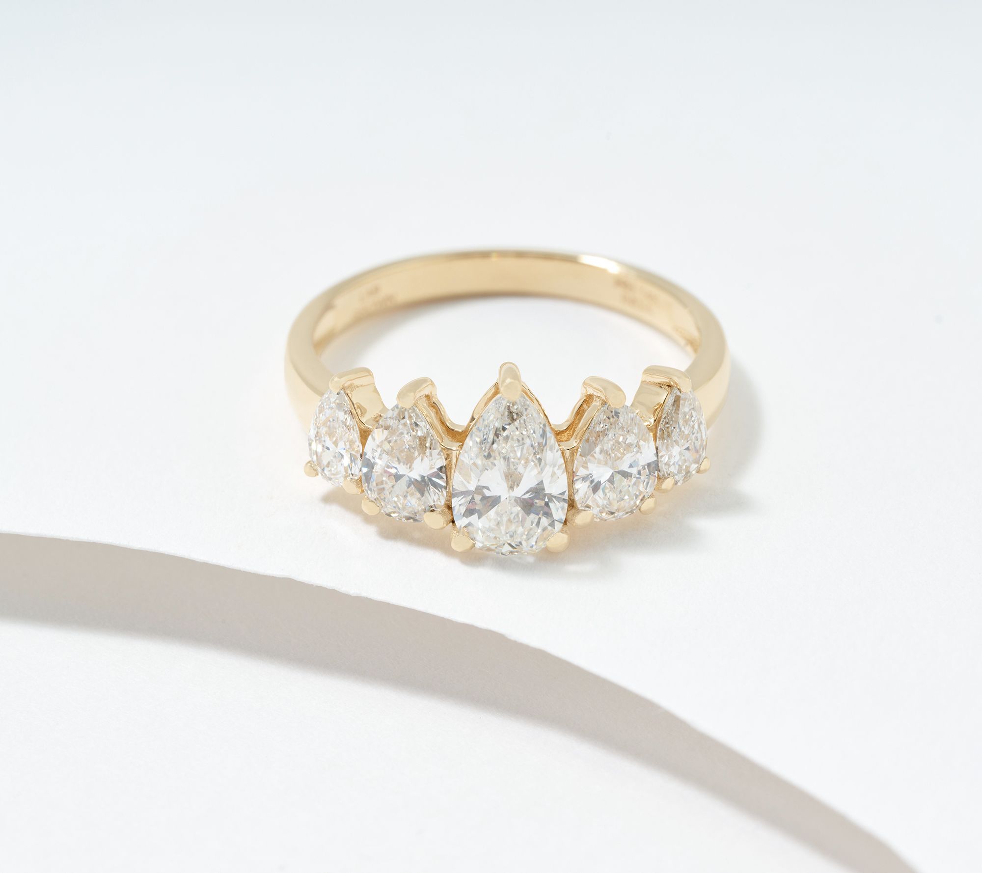 Fire Light Lab Grown Diamond Pear 5-Stone 1.45 cttw Ring, 14K