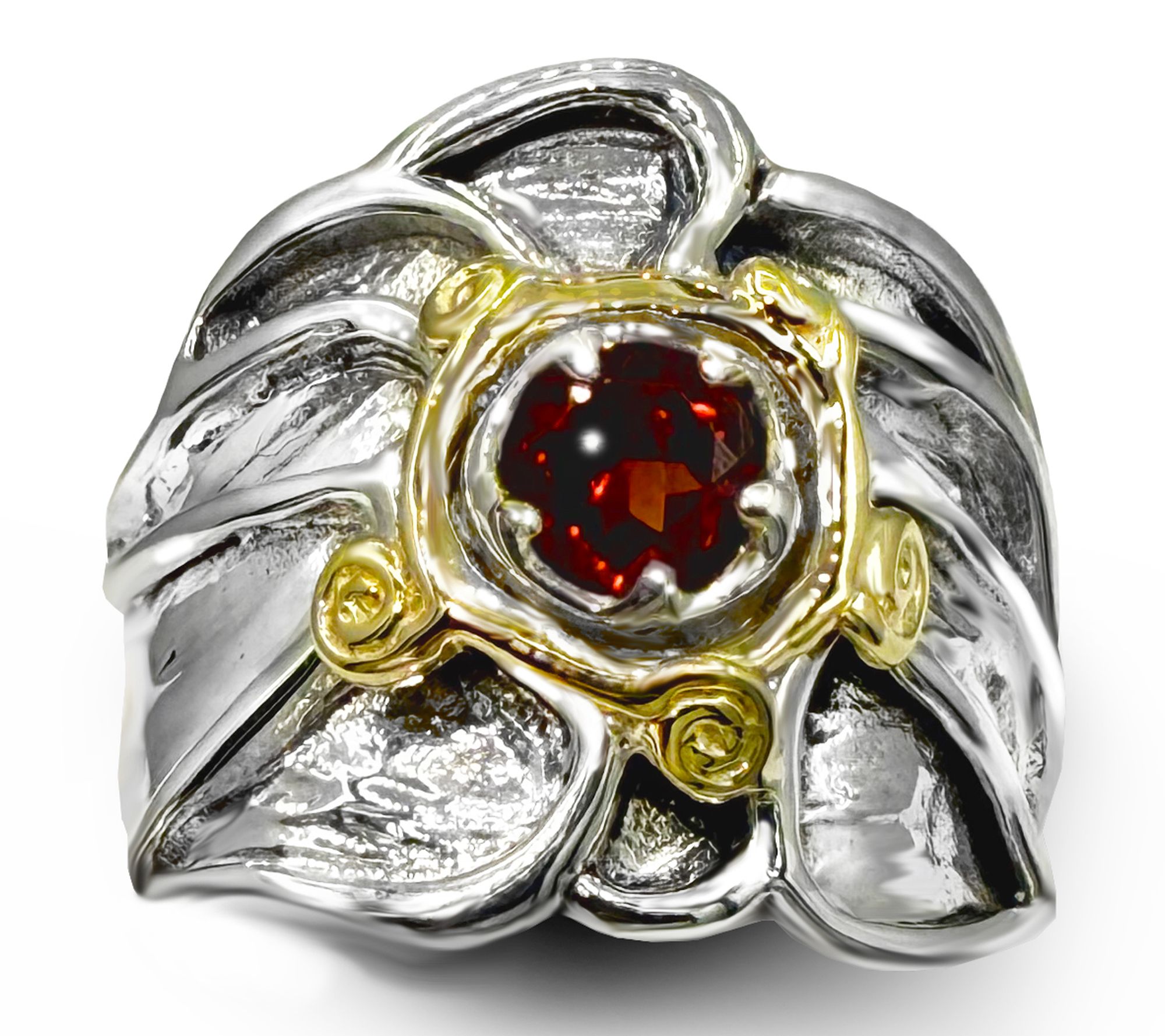 Hagit Sterling Silver & 14K Gold Gemstone Halo Ring