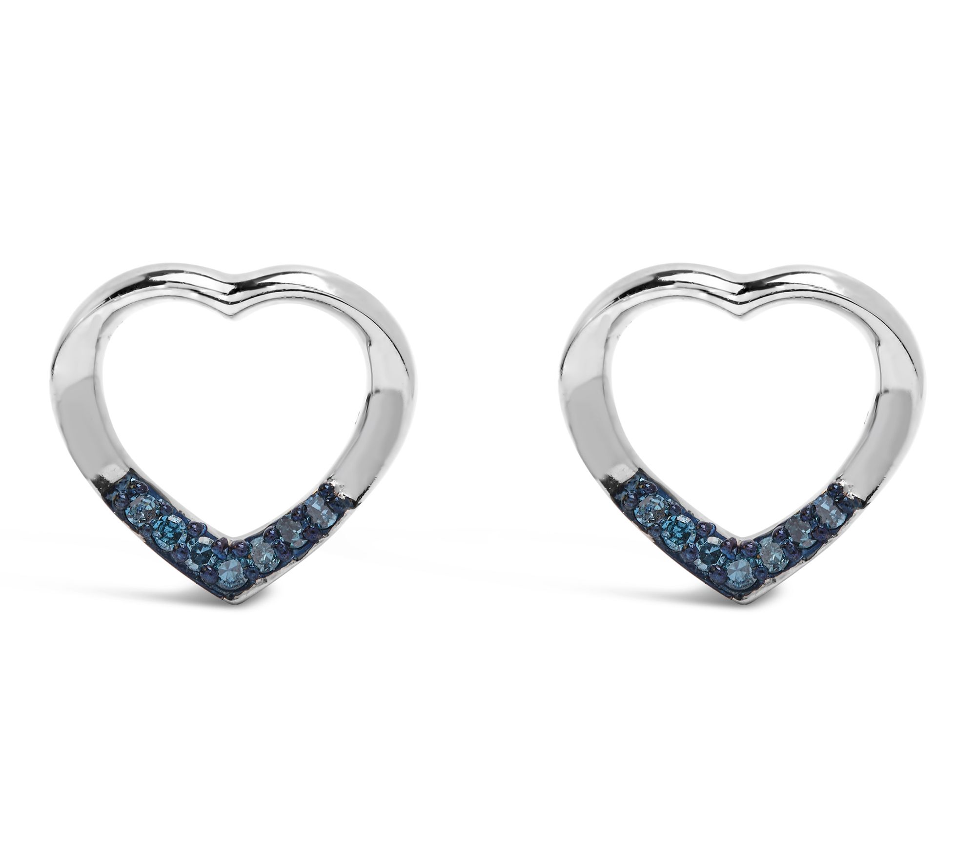 Haus of Brilliance Blue Diamond Heart Stud Earrings, Sterling