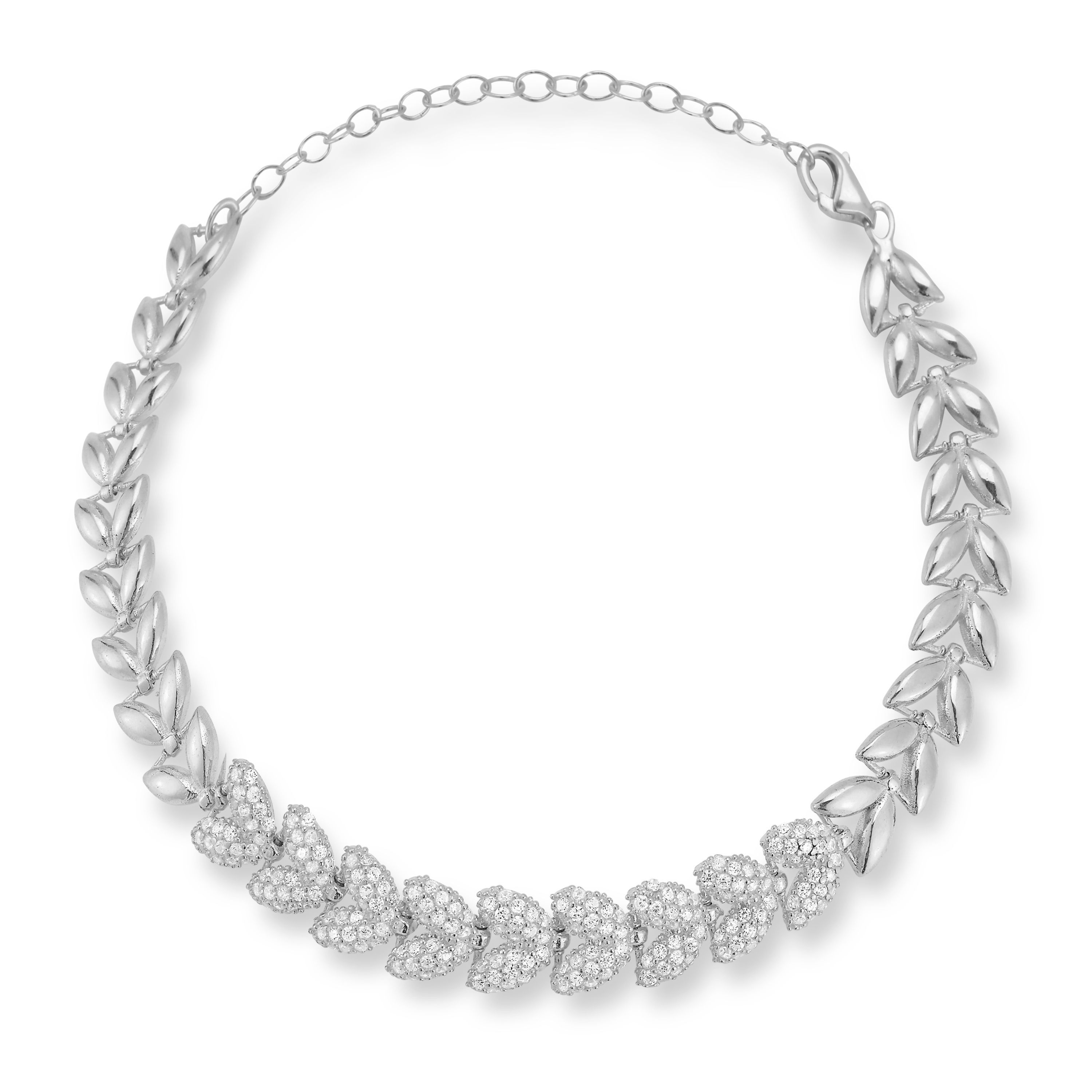 Sterlina Silver Pave Puffed Chevron Bracelet, Sterling