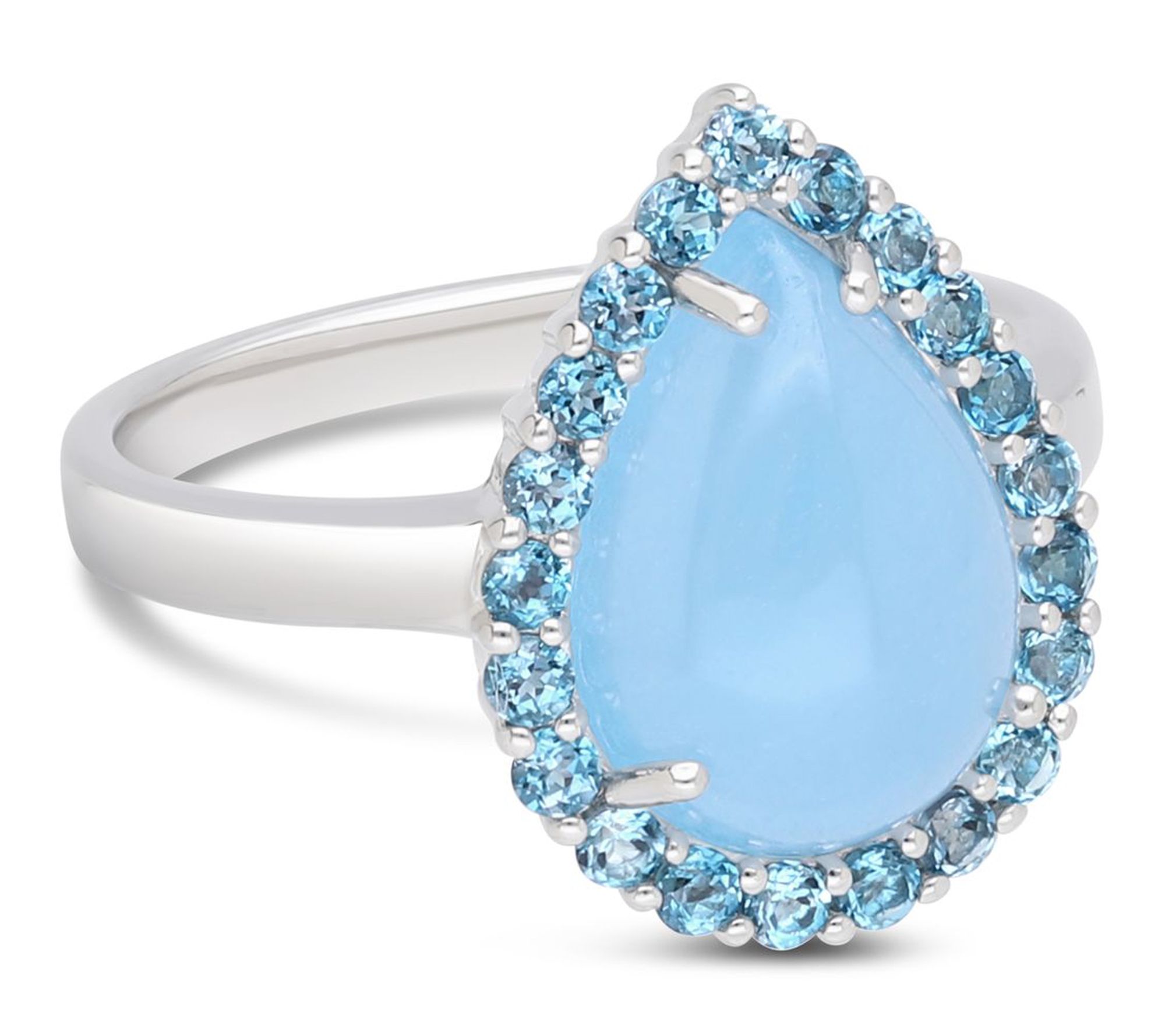Ariva Silver 18K Clad Blue Jadeite & Topaz Delphine Ring