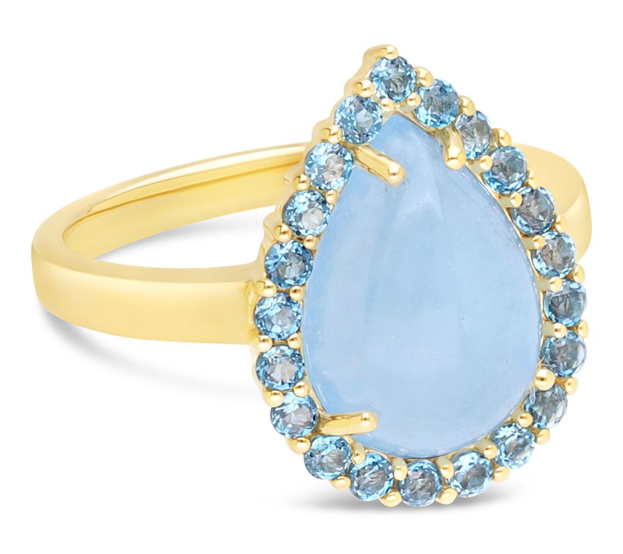 Ariva Silver 18K Clad Blue Jadeite & Topaz Delphine Ring
