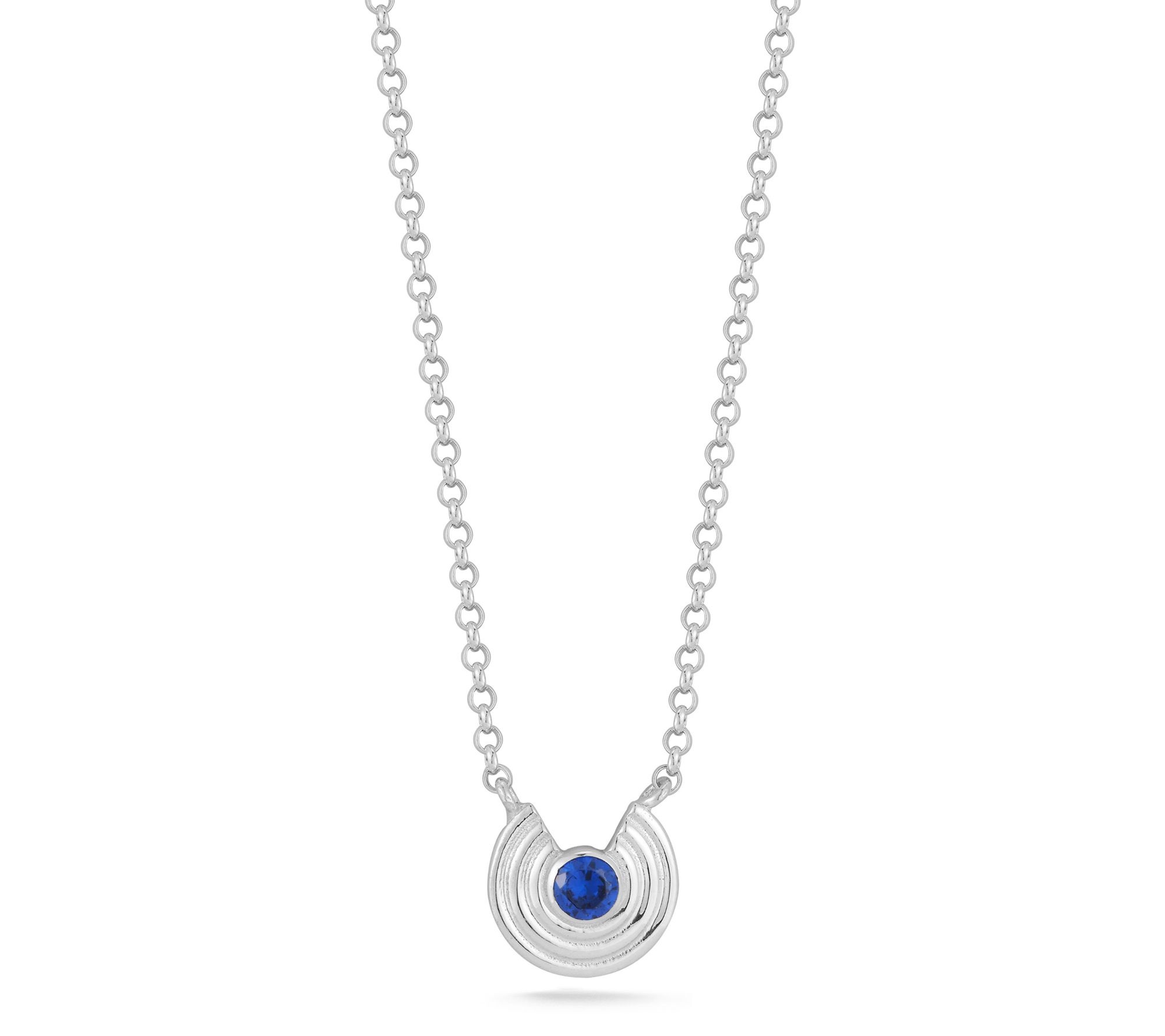Sterlina Silver Blue Disc Necklace, Sterling