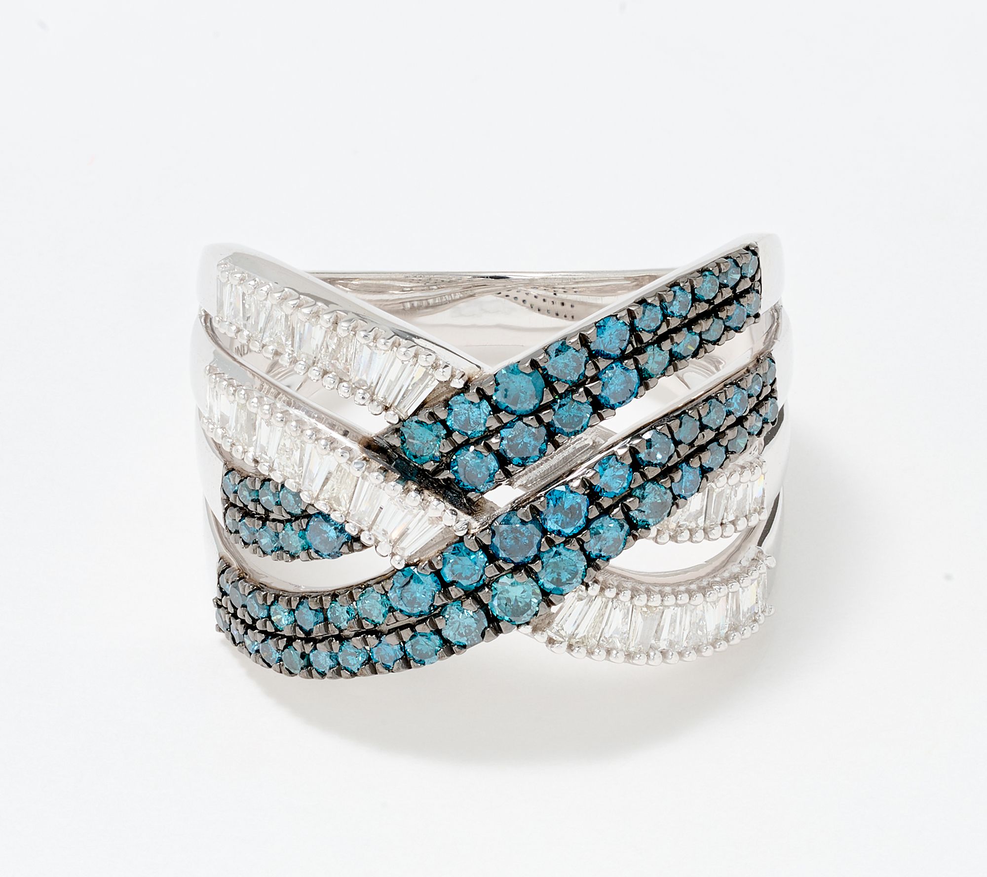 Affinity Diamonds 1cttw Round and Baguette Blue Ring, Sterling