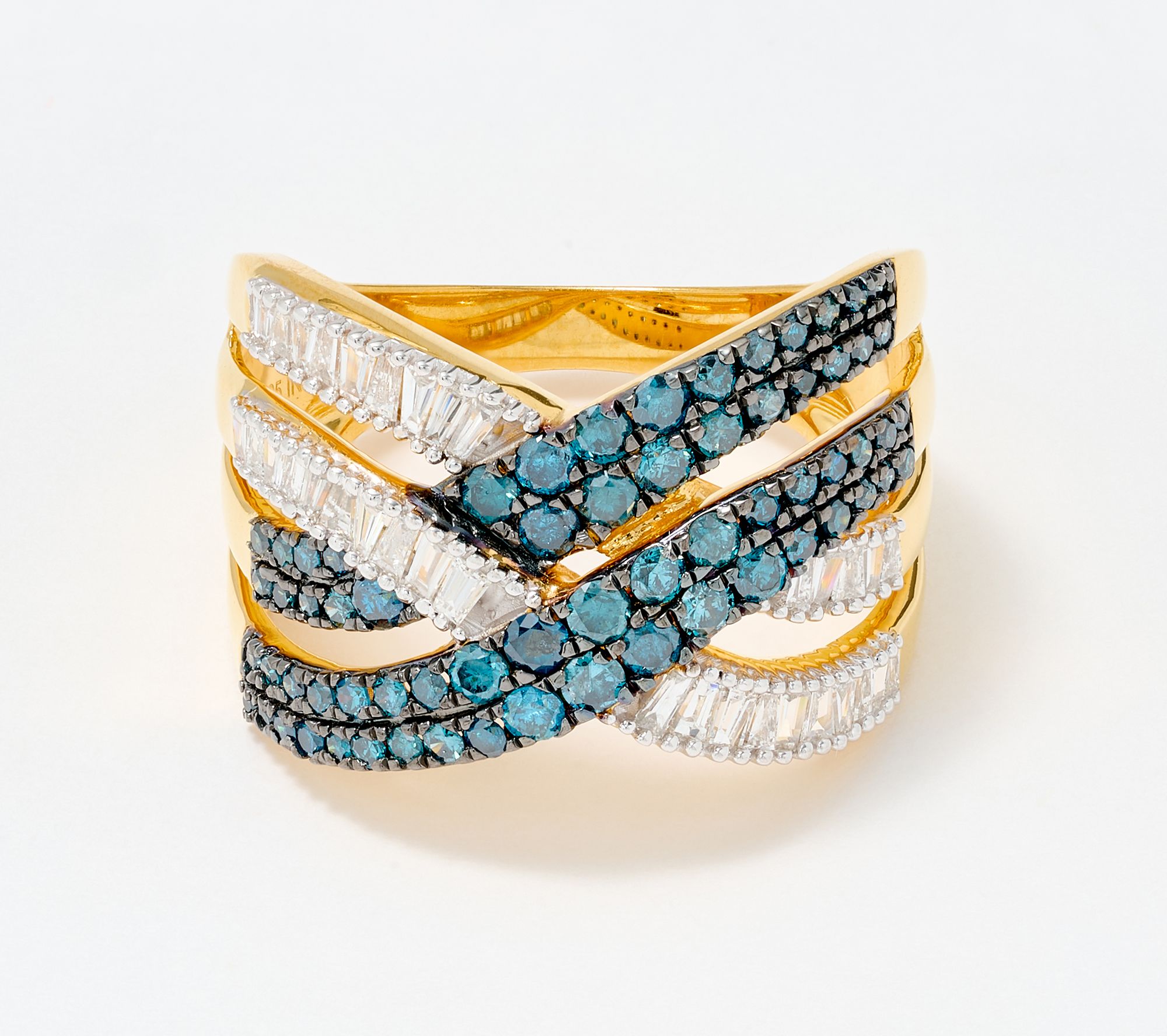 Affinity Diamonds 1cttw Round and Baguette Blue Ring, Sterling