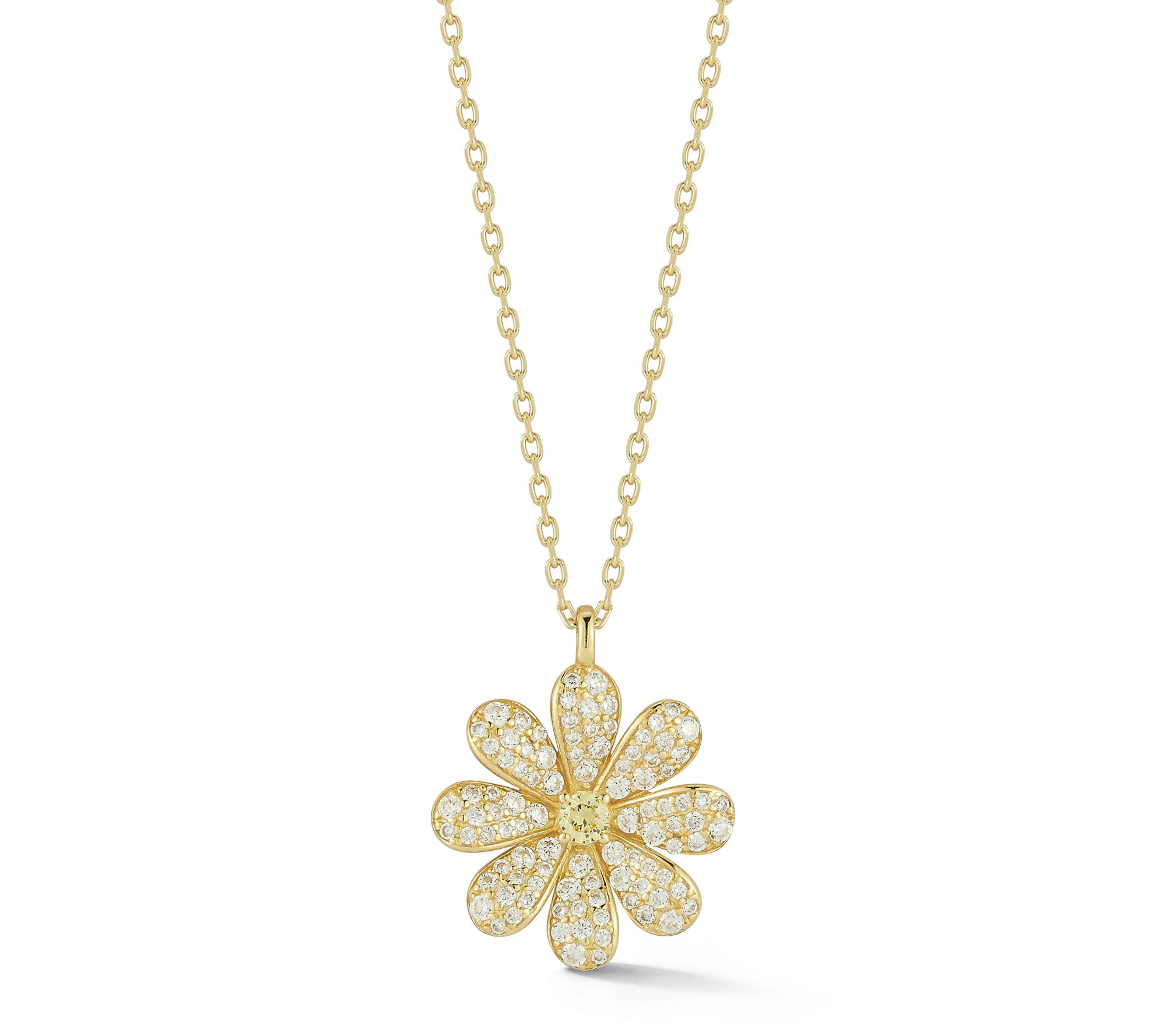 Sterlina Silver Pave Daisy Necklace, Sterling