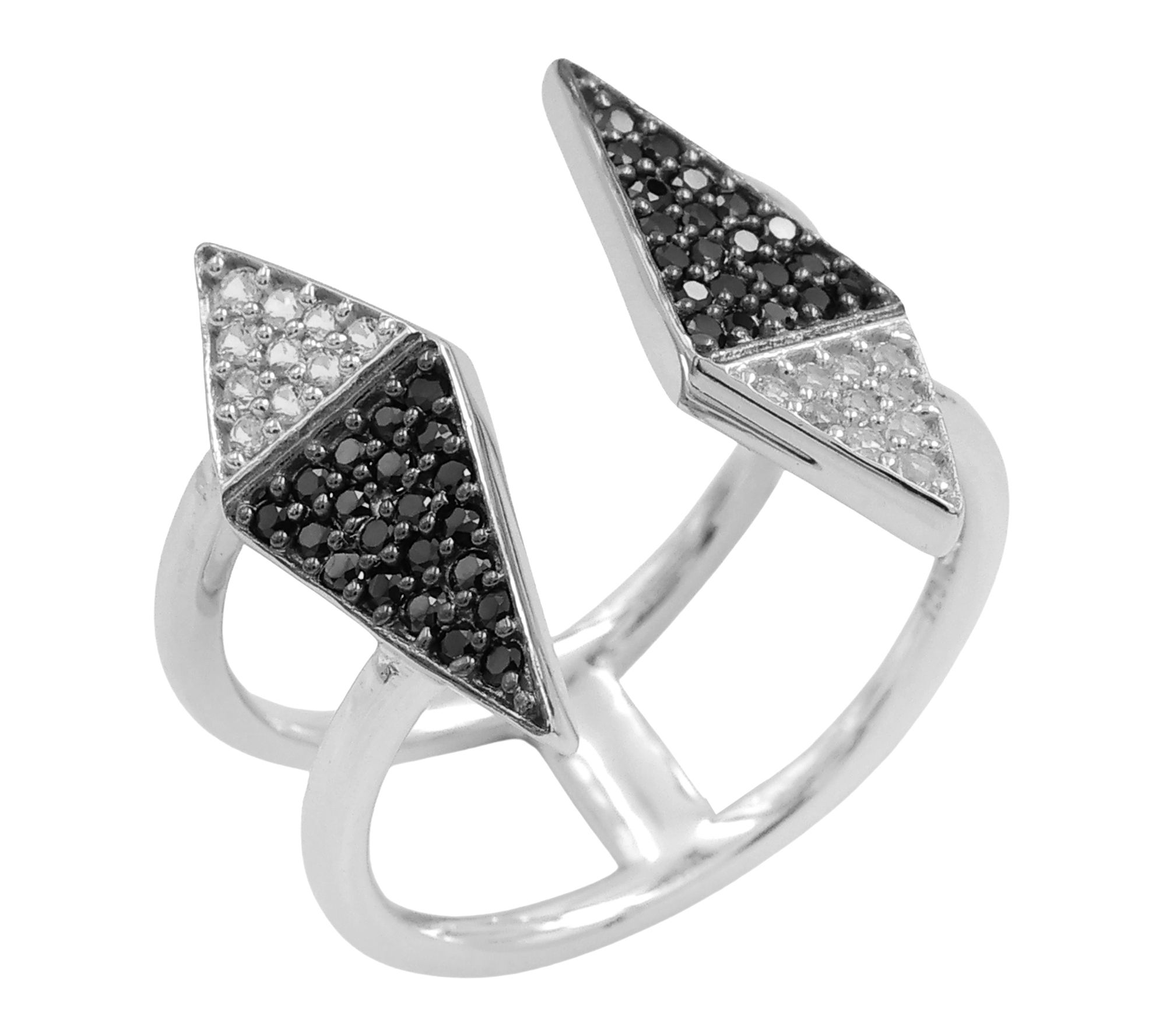 Affinity Gems Black Spinel & Zircon Ring, Sterling Silver