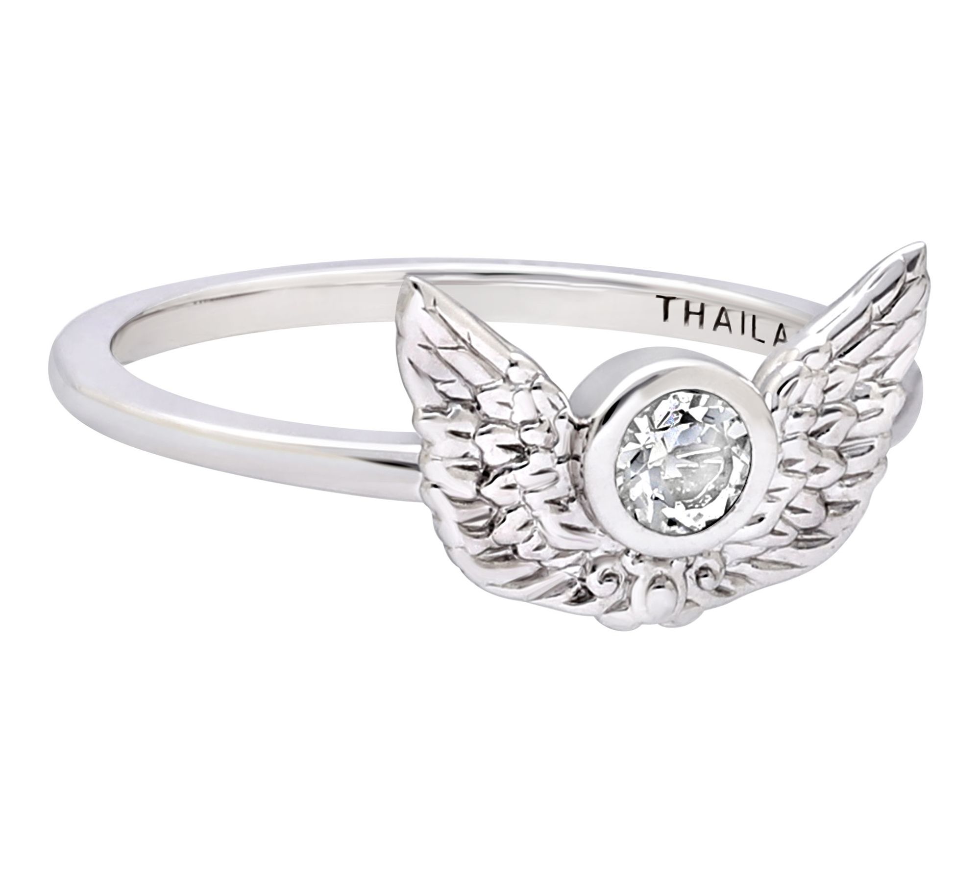 Goddaughters Sterling Silver White Topaz AngelWings Ring