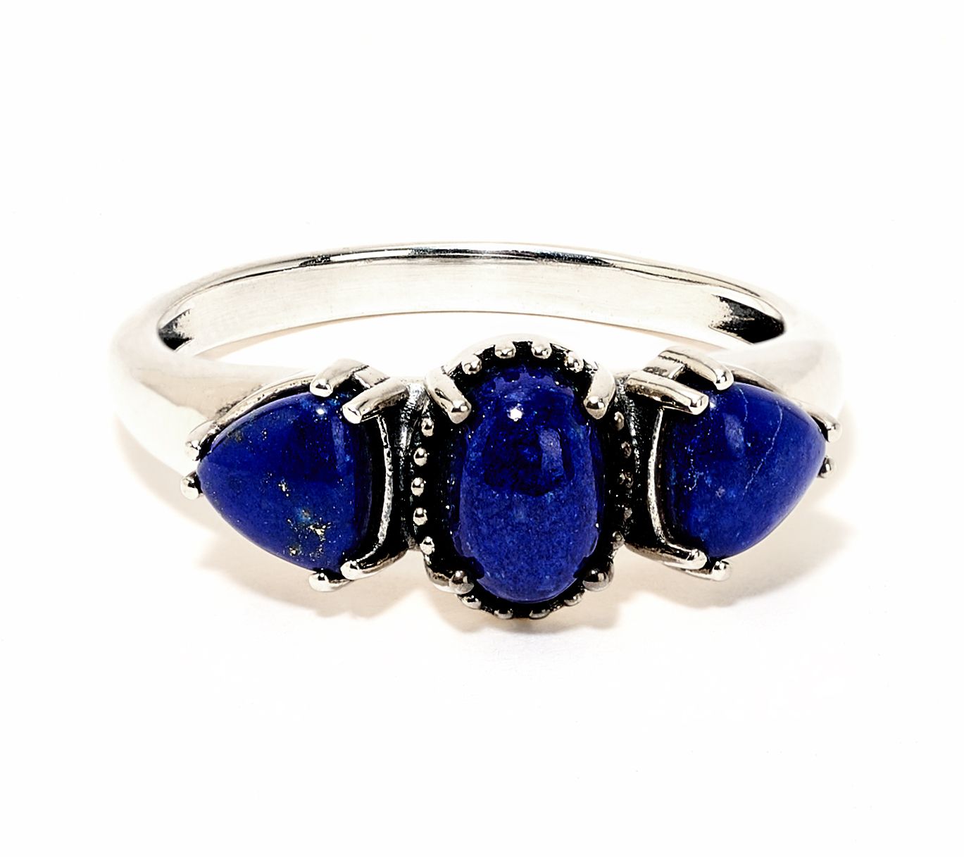 American West Sterling Silver Oval & Trillion Gemstone Ring
