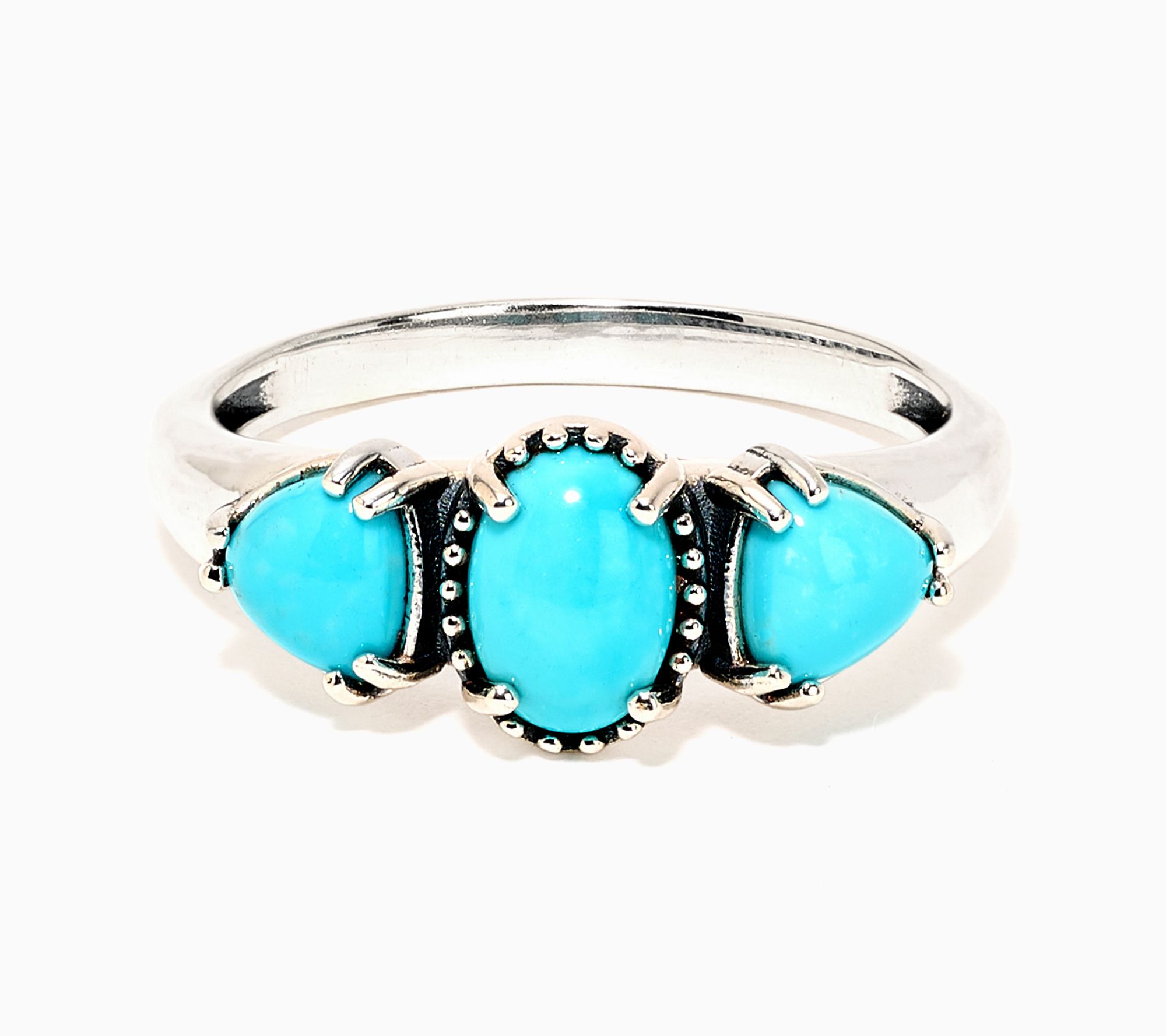 American West Sterling Silver Oval & Trillion Gemstone Ring
