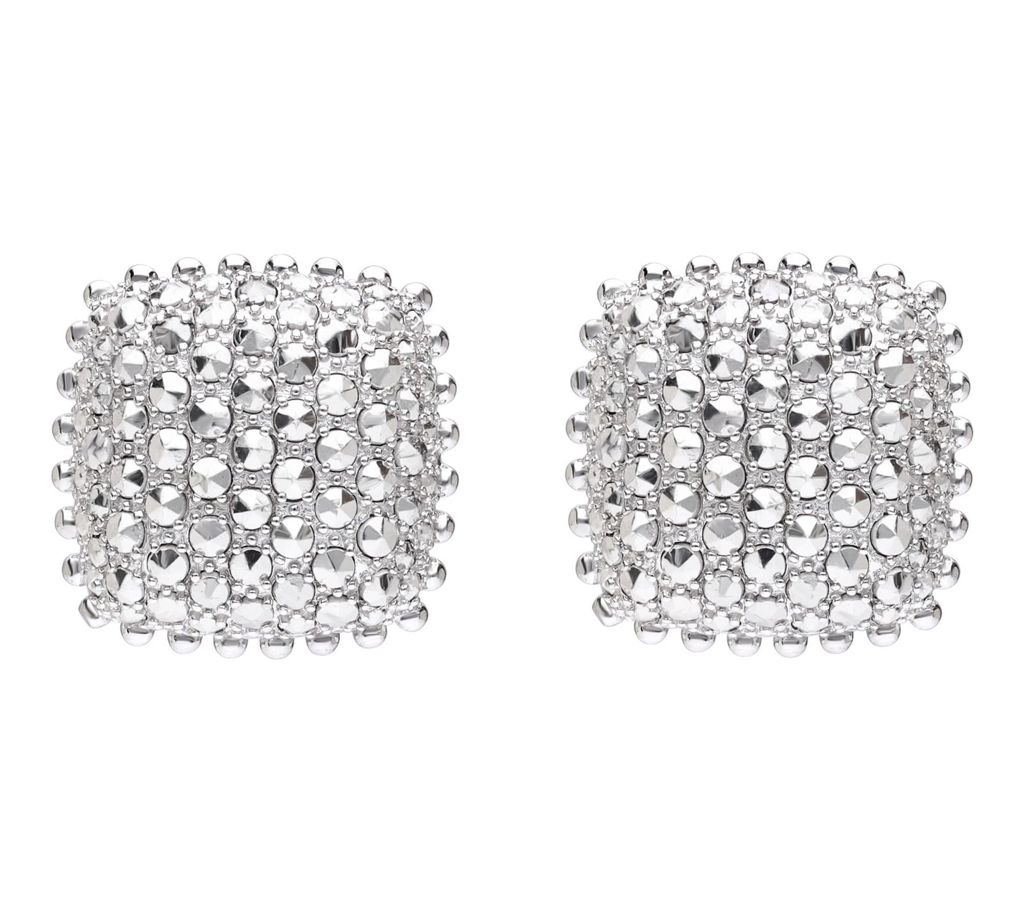 Dallas Prince Sterling Chrome Marcasite CushionStud Earrings