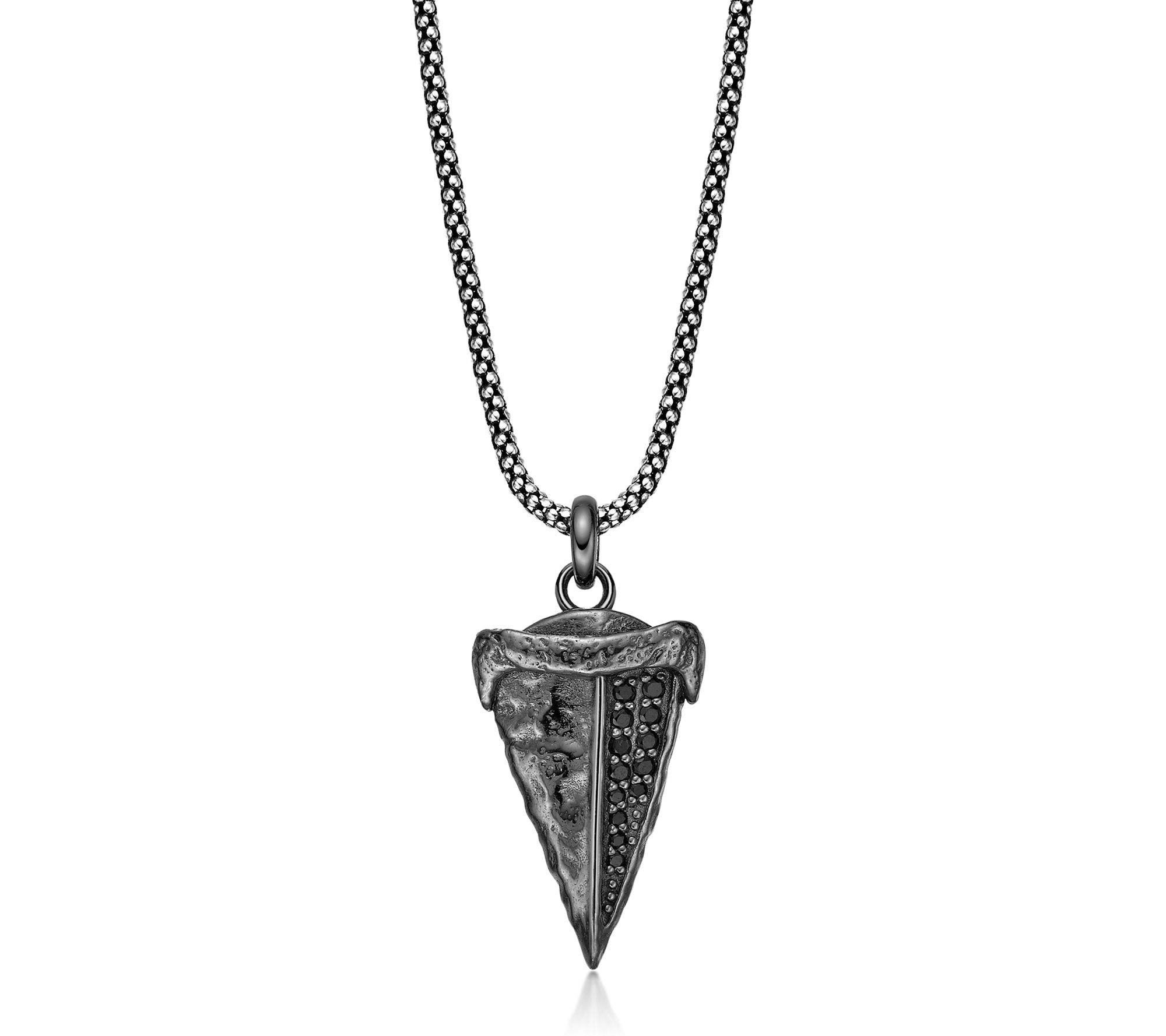 LYNX Men's Sterling Black Spinel Dagger Pendantw/ Chain
