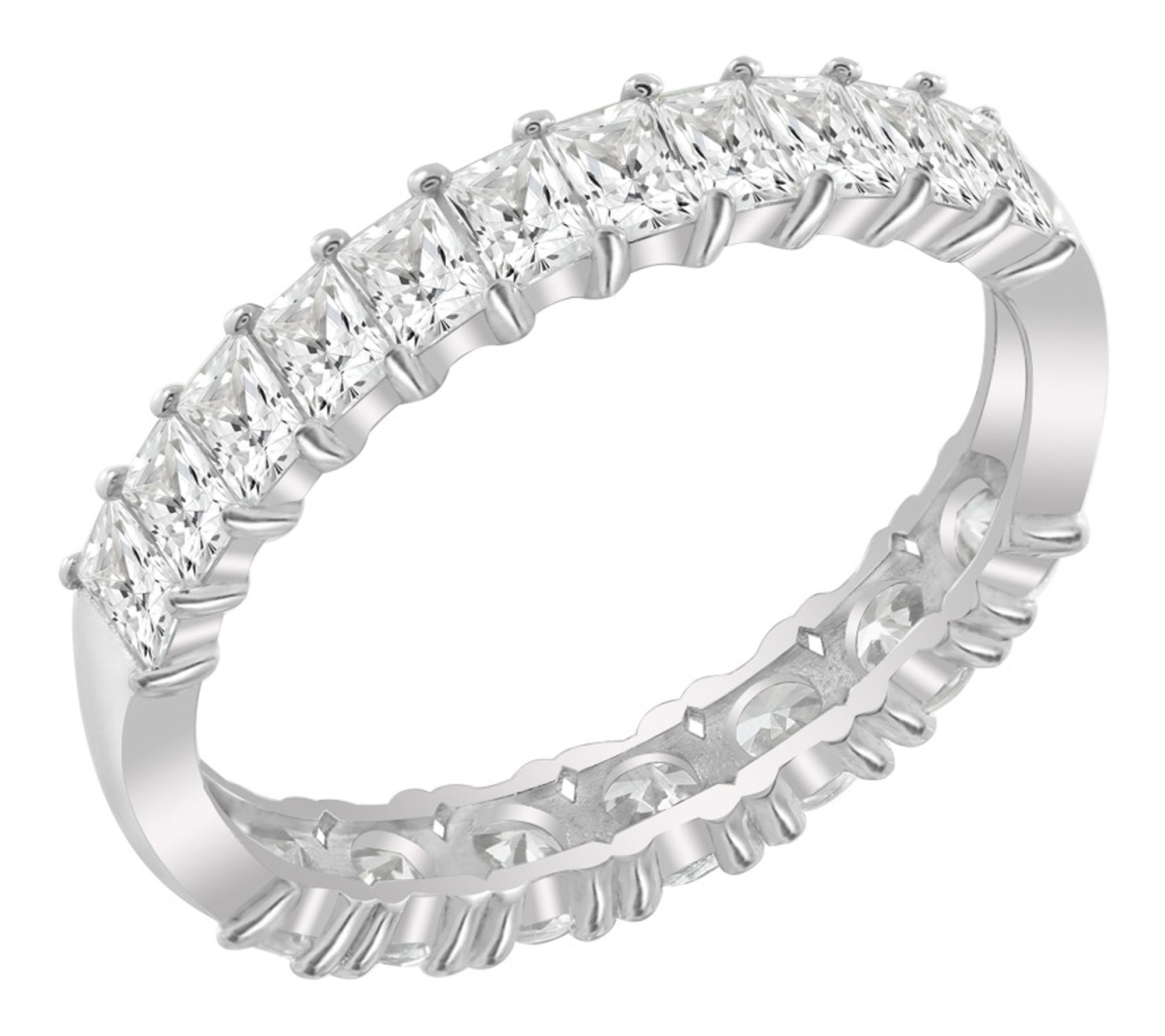 Diamonique Mixed-Cut Band Ring, Sterling Silver