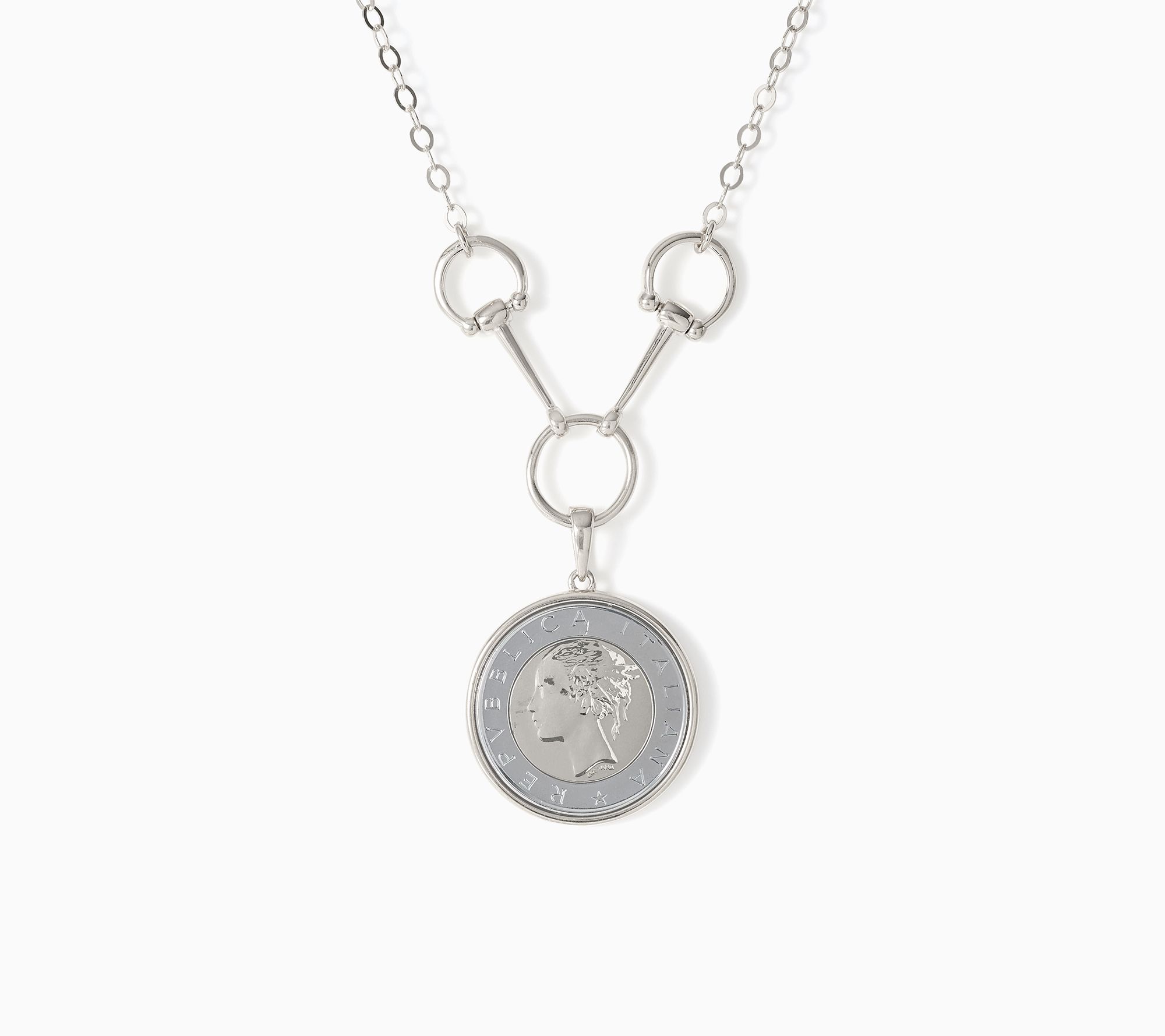 David Markstein Sterling Couture 500 Lira Coin 18"+2" Necklace