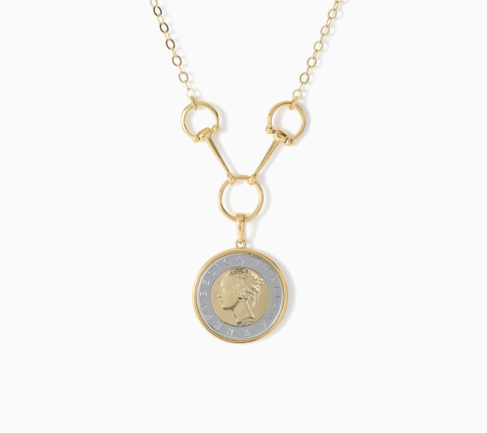 David Markstein Sterling Couture 500 Lira Coin 18"+2" Necklace