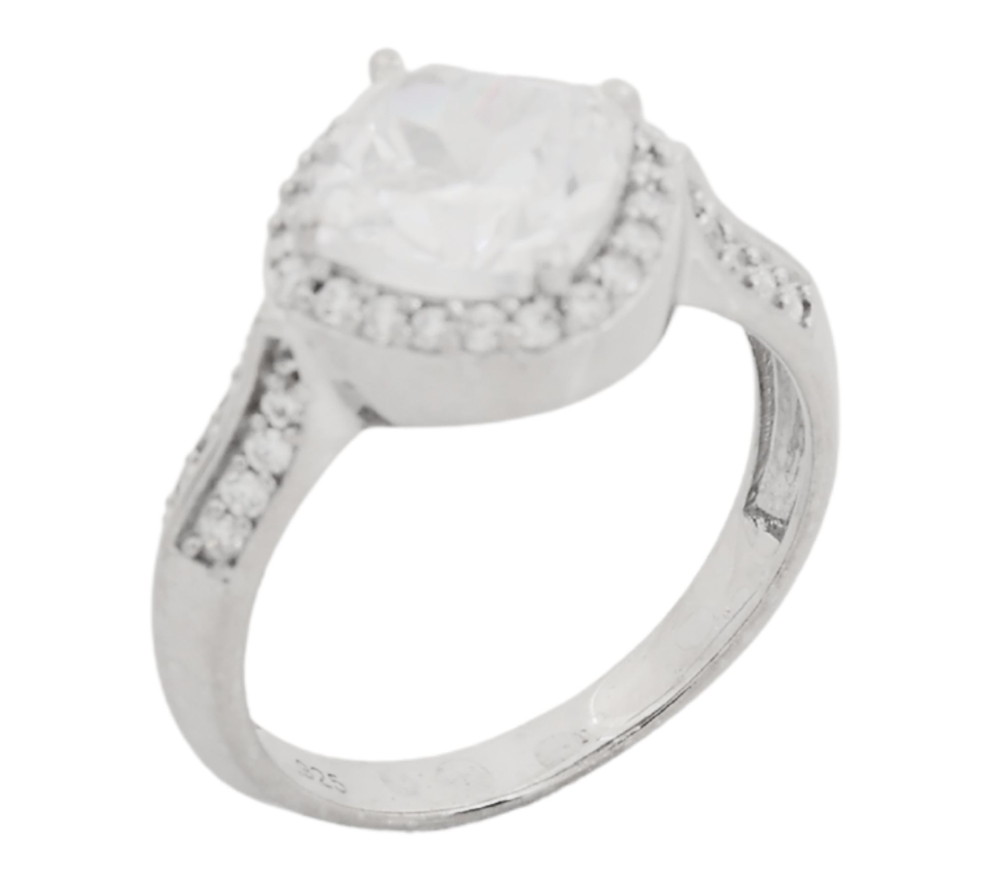 Diamonique 5.00 cttw Halo Ring, Sterling Silver