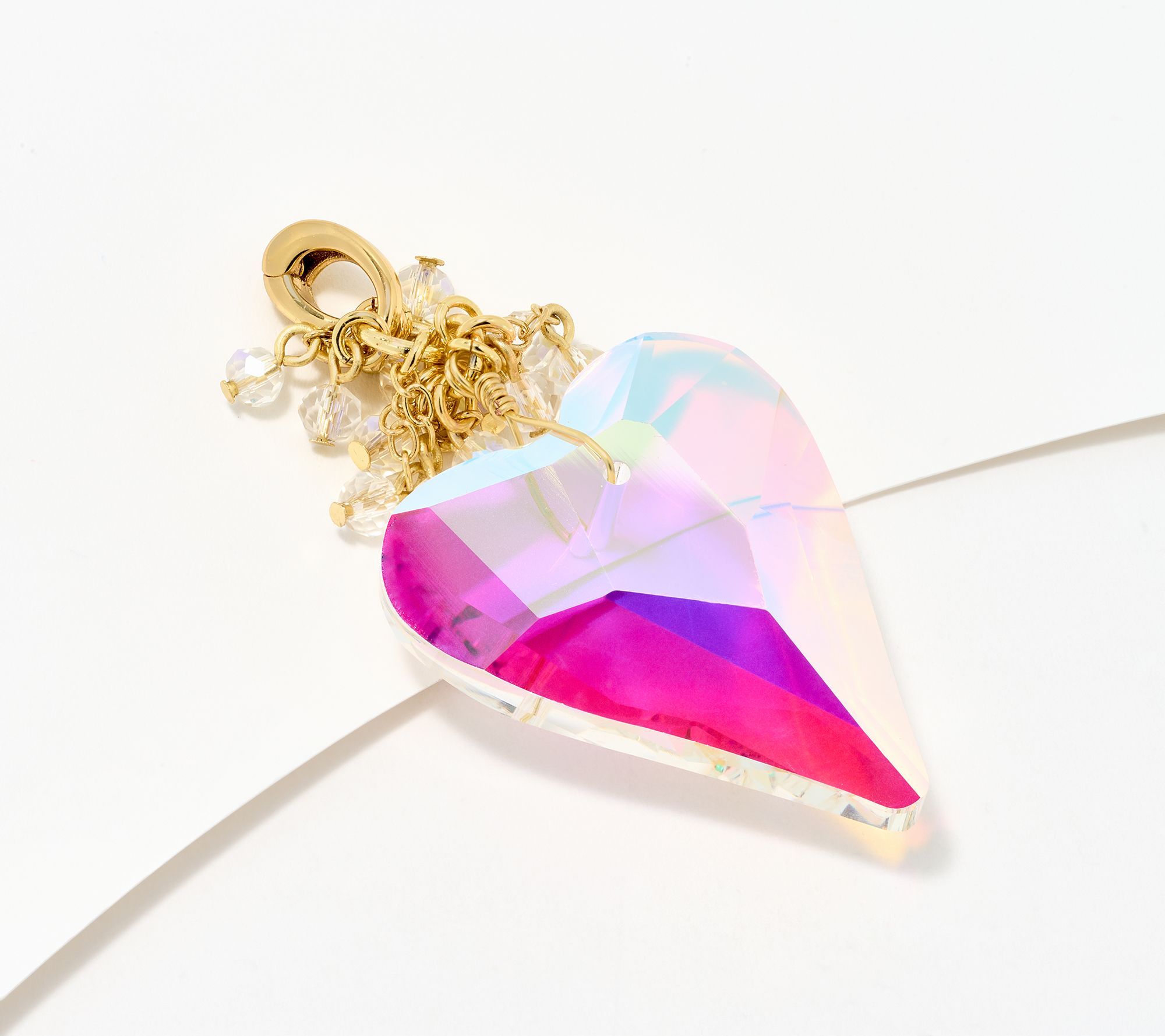 "As Is" Kirks Folly Aphrodite Crystal Heart Open Ring Charm