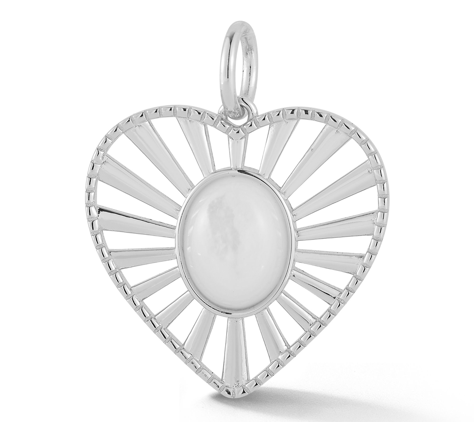 Sterlina Silver Simulated Opal Heart Pendant, Sterling