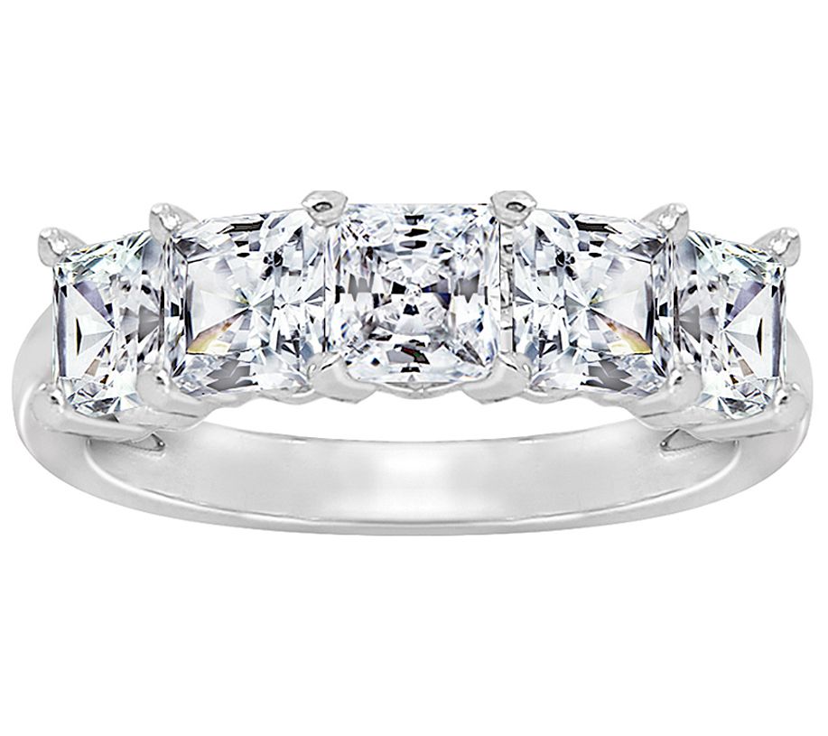 Diamonique 3.00 cttw Princess-Cut 5-Stone R ing, Sterling