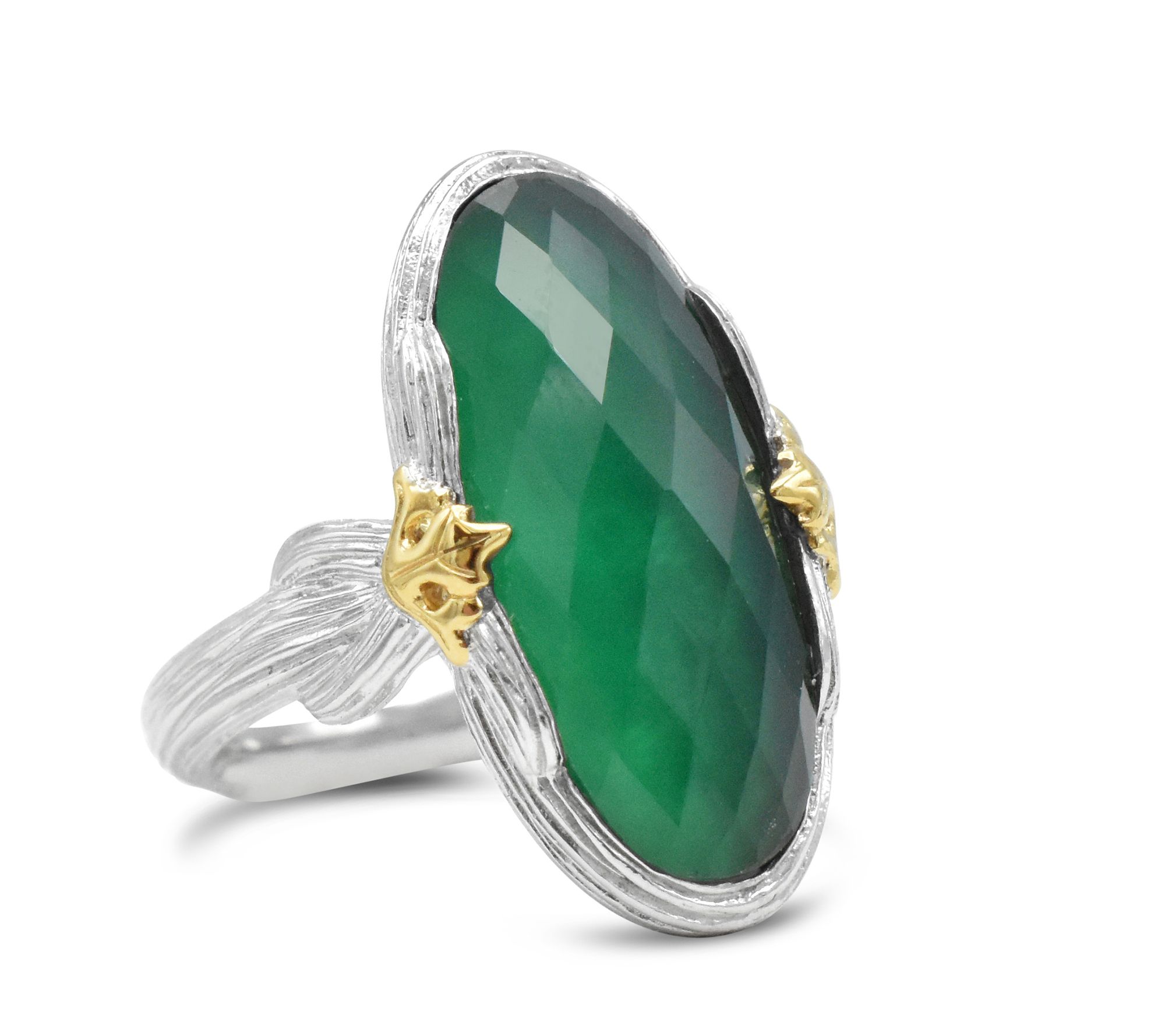 Ariva Sterling Silver & 18K Gold Chalcedony Doublet Ring - QVC.com