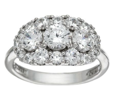 Epiphany Diamonique Vintage 3-Stone Design Ring - Page 1 — QVC.com