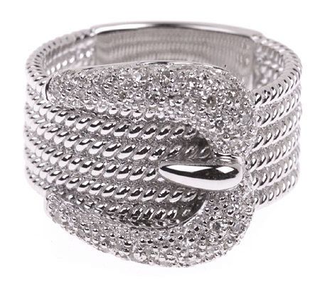 AffinityDiamond 1/4 ct tw Sterling Buckle Ring - QVC.com
