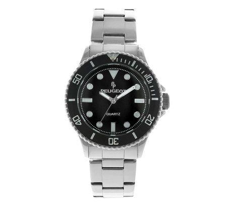 Peugeot Men's Silvertone Ratchet Sport Bezel Watch