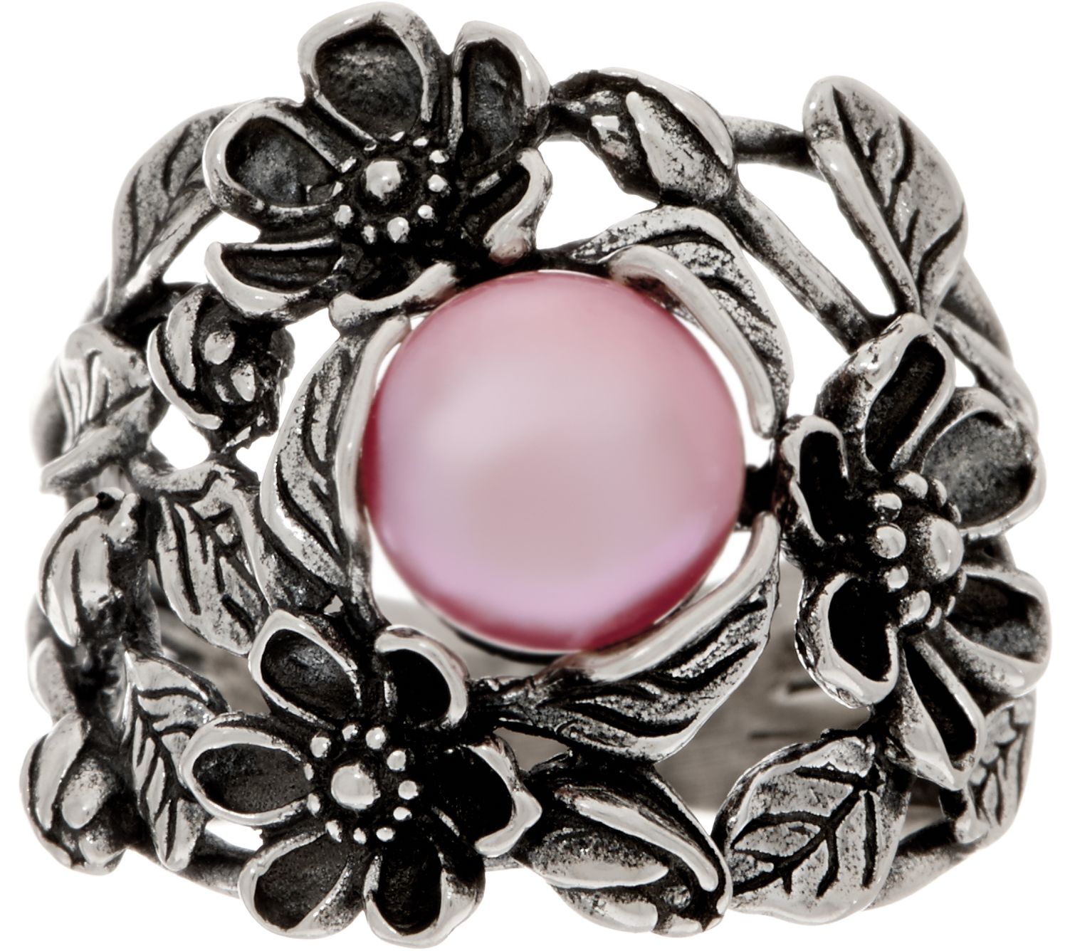 Or Paz Sterling Cultured Pearl Floral Ring - QVC.com