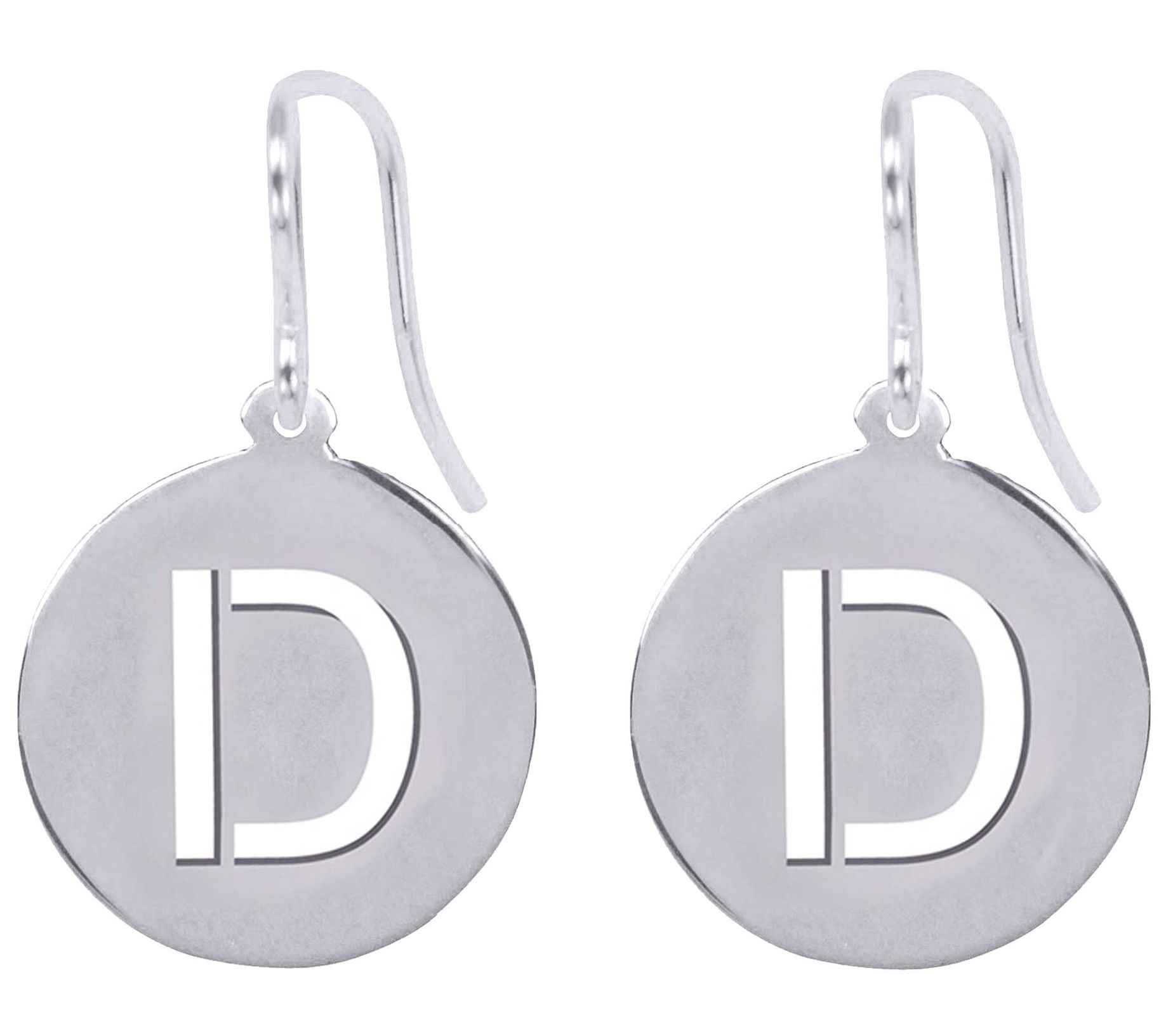 Sterling Silver Round Initial Earrings