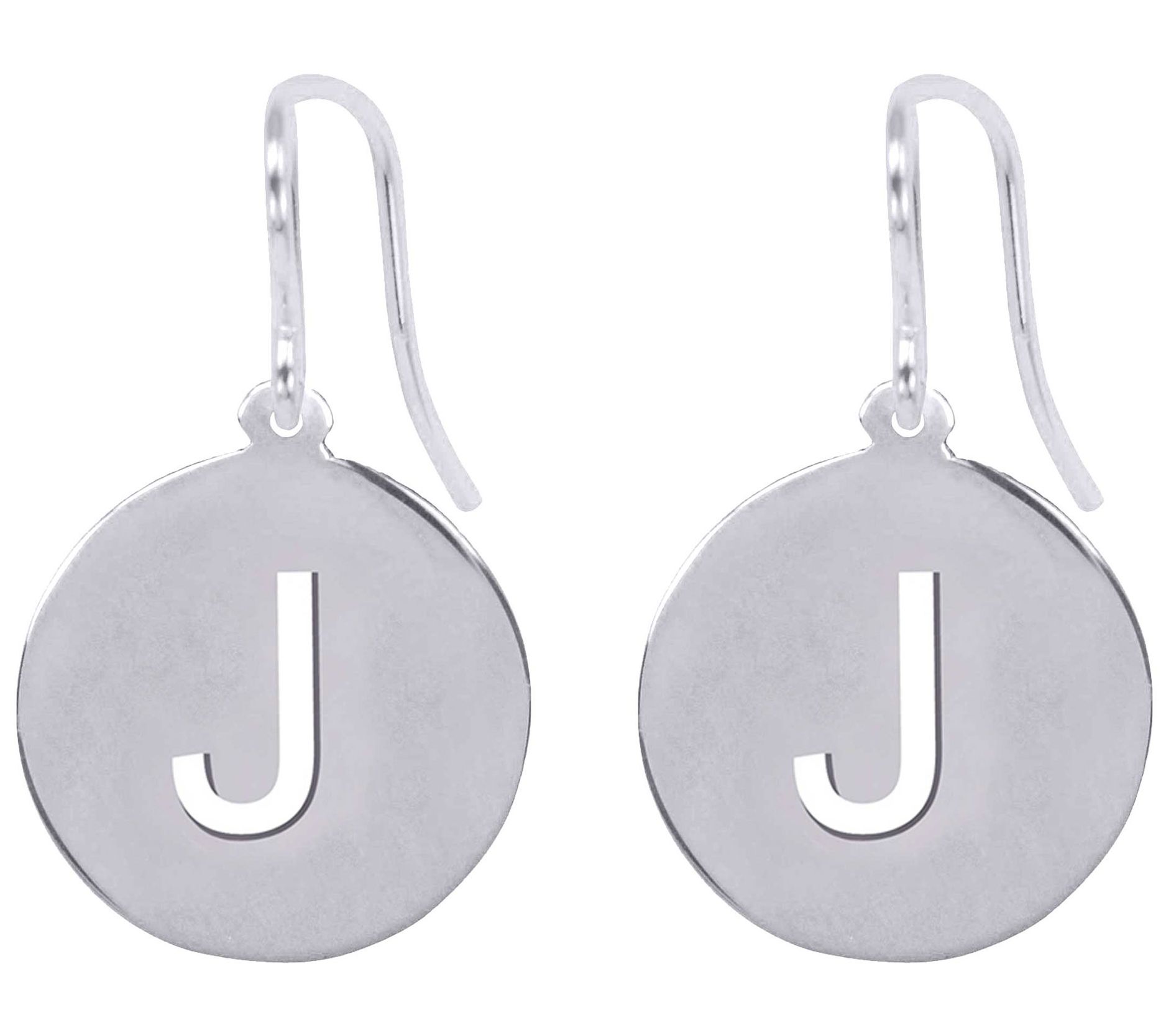 Sterling Silver Round Initial Earrings