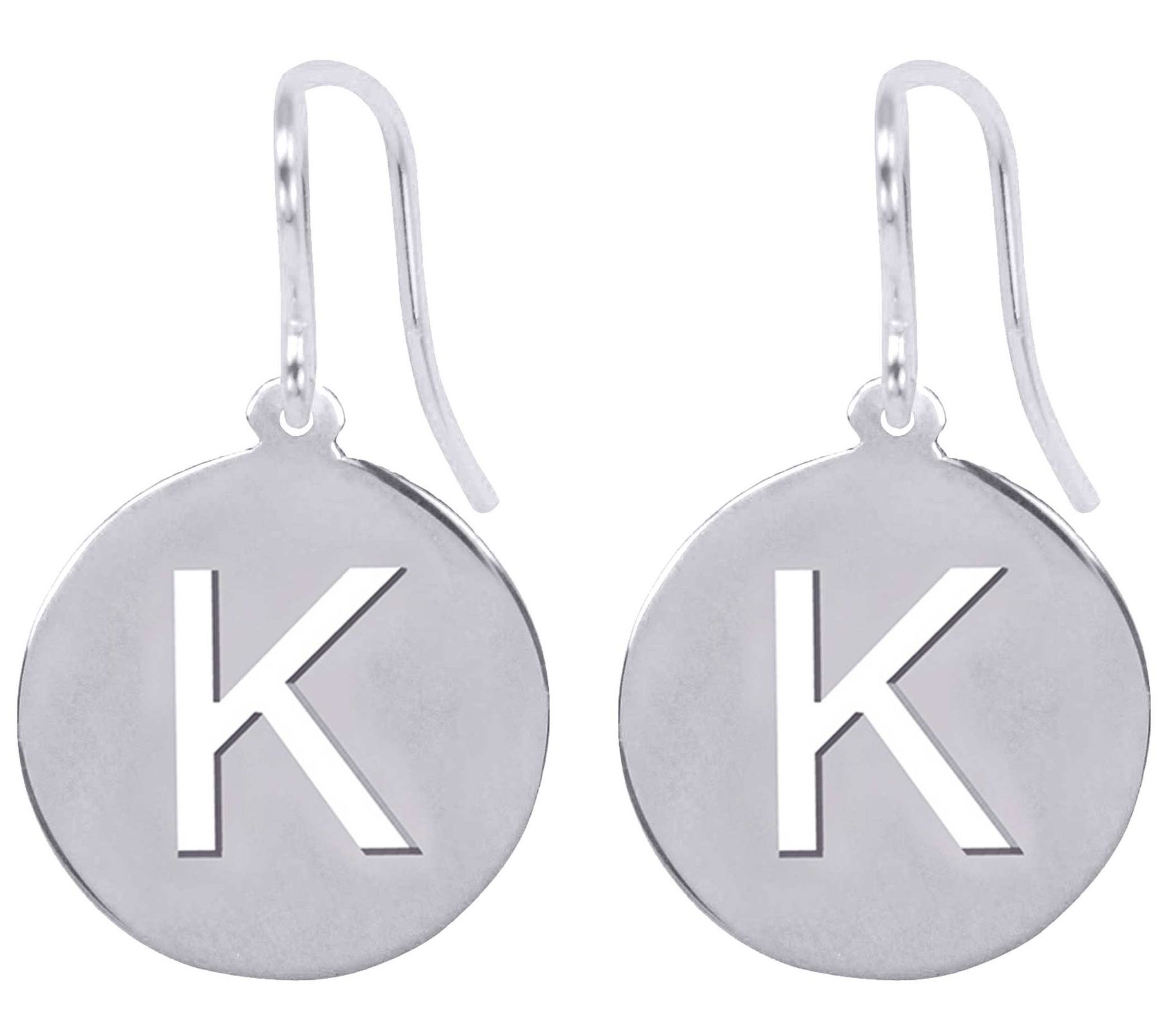 Sterling Silver Round Initial Earrings
