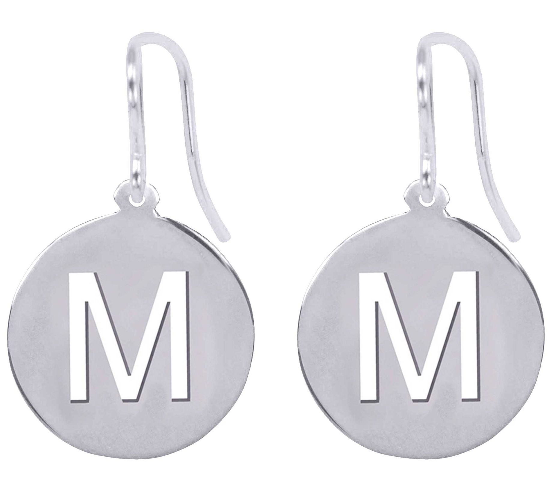 Sterling Silver Round Initial Earrings