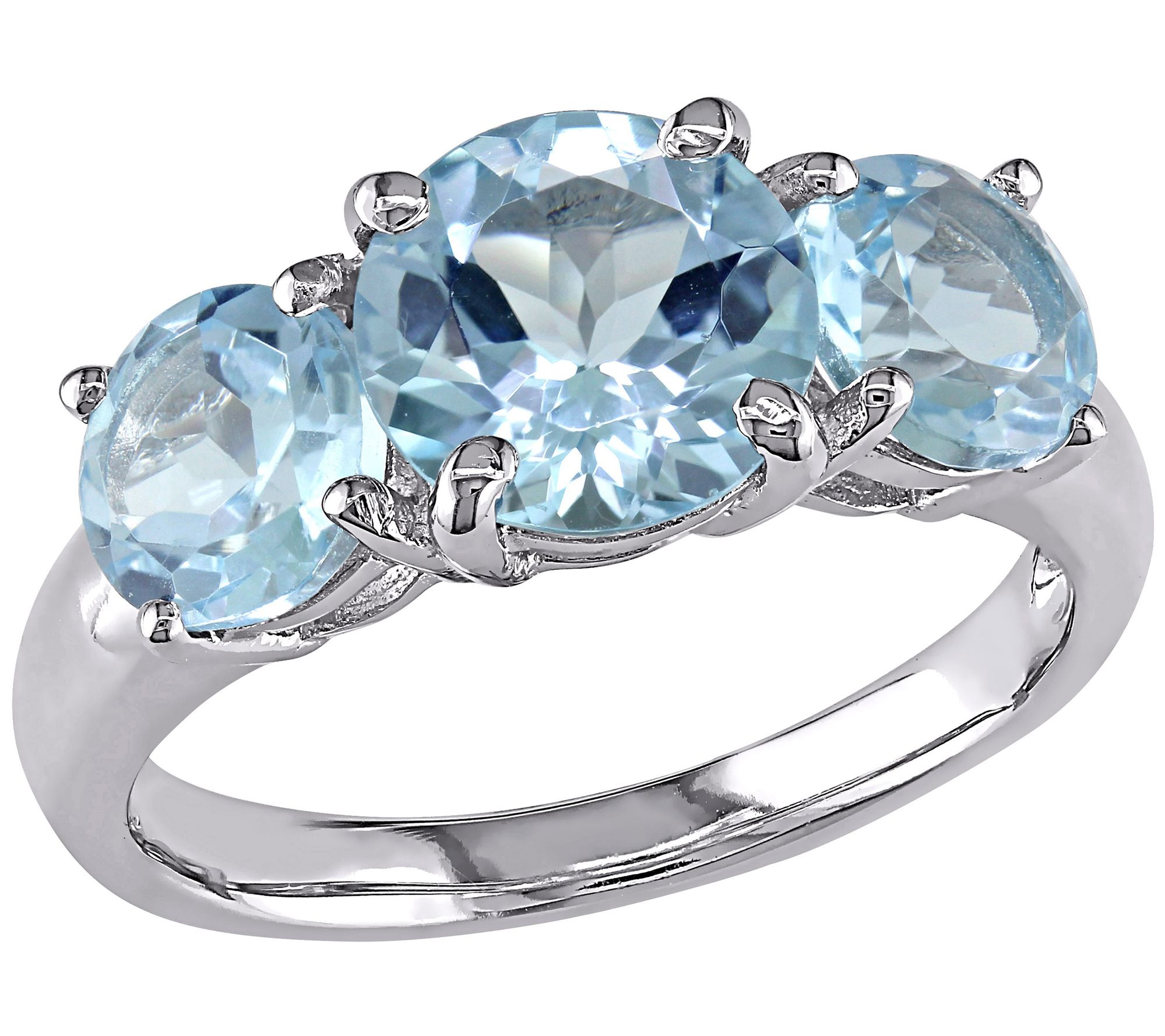 Sterling Silver 4.35 cttw Blue Topaz 3-Stone Ri ng