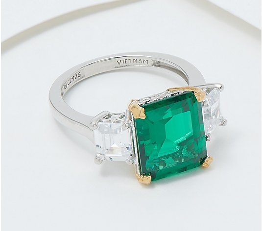 Diamonique x Jane Treacy Emerald Cut Three-Stone Ring