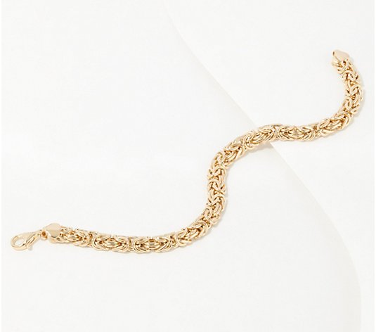 Adorna 7-1/4" Byzantine Bracelet, 14K Gold, 6.0g