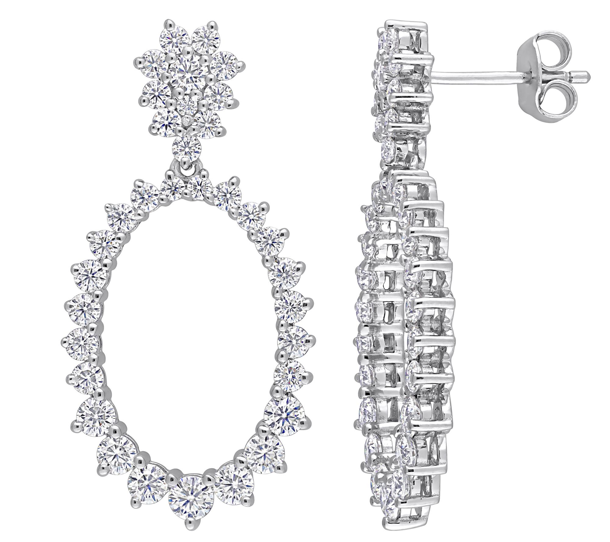 MoissanIce Moissanite 2.05 cttw Oval Dangle Earrings