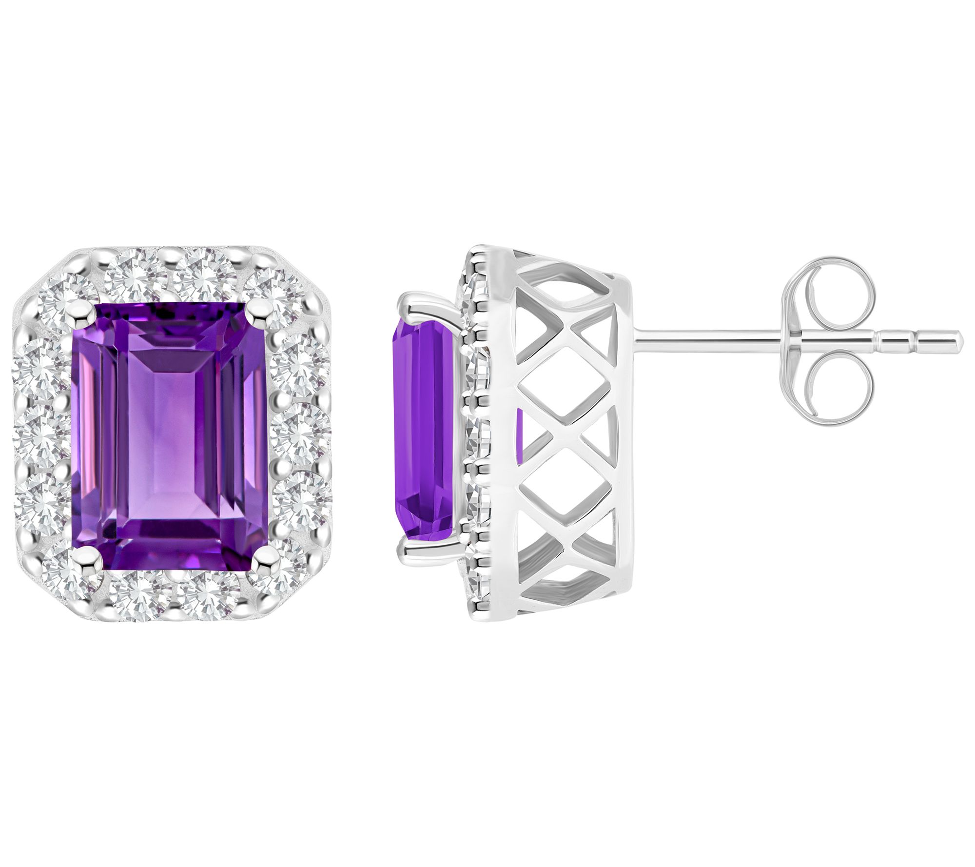 Affinity Gems Multi-Gemstone Halo Stud Earrings , Sterling