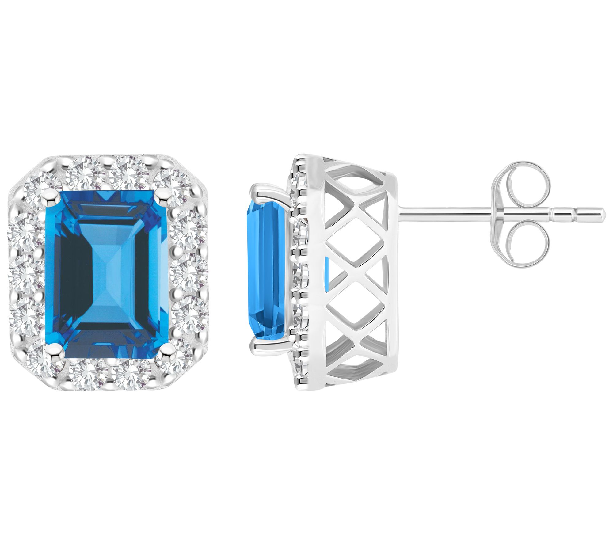 Affinity Gems Multi-Gemstone Halo Stud Earrings , Sterling