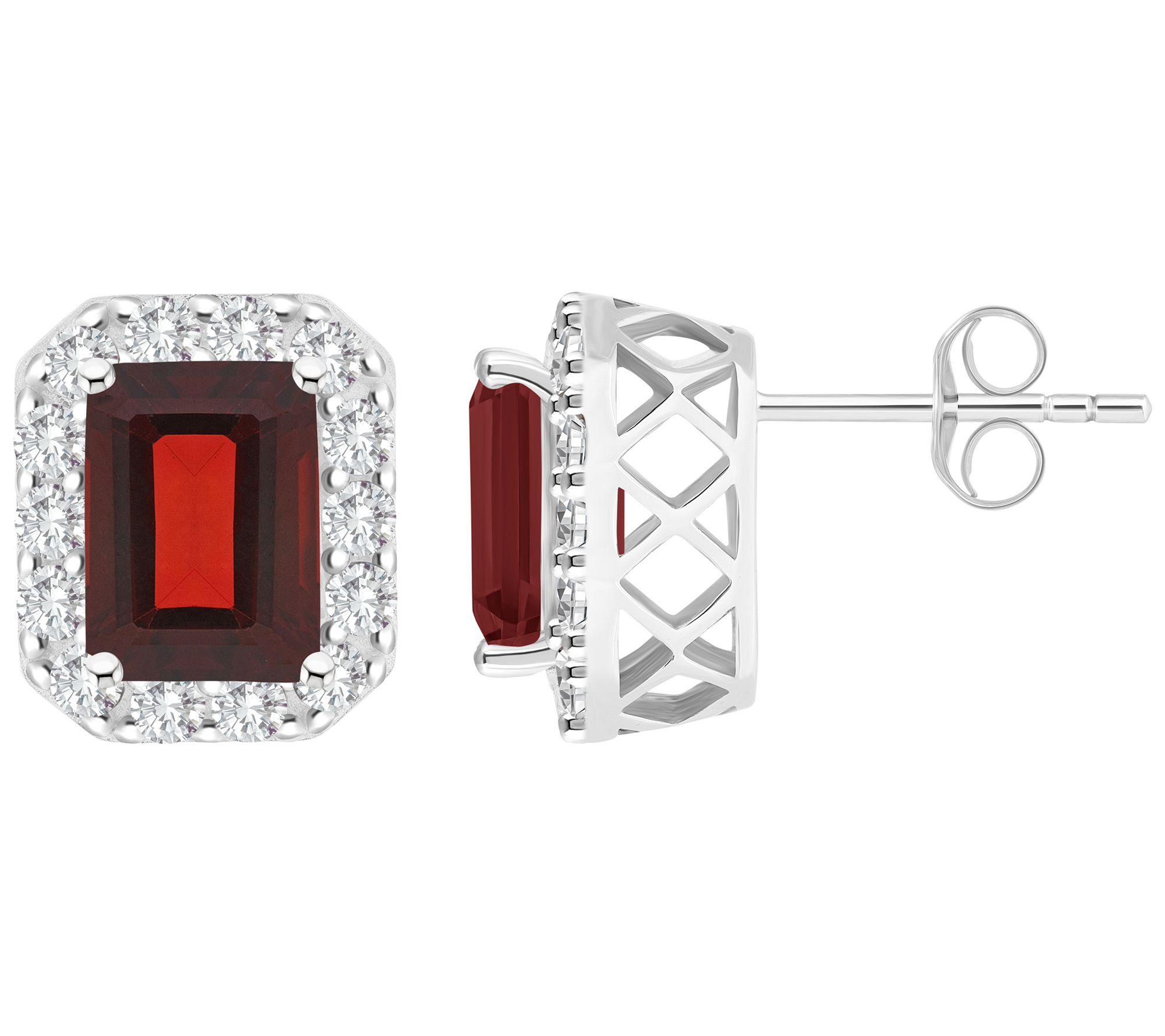 Affinity Gems Multi-Gemstone Halo Stud Earrings , Sterling