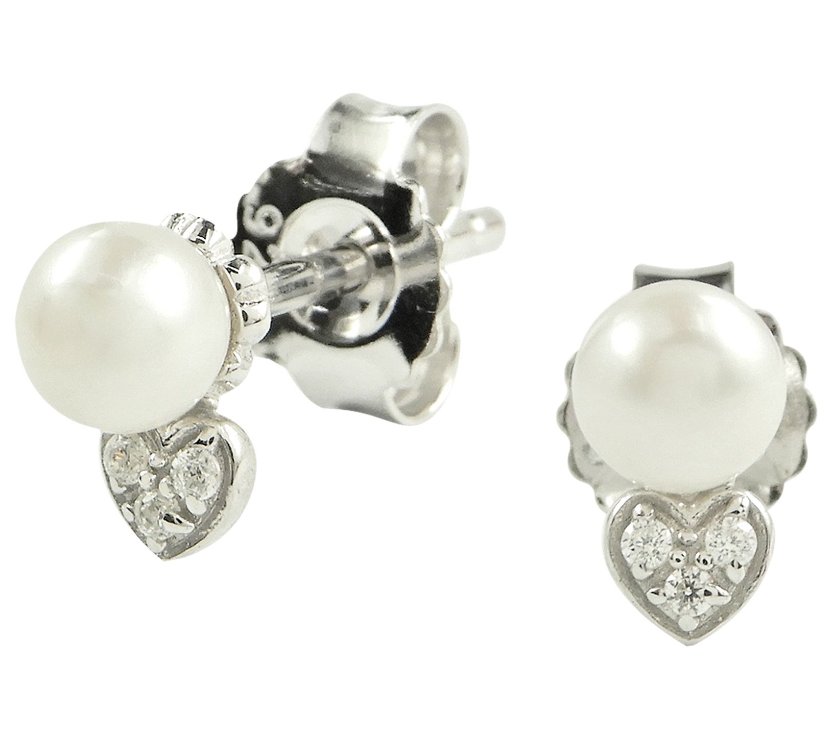 Diamonique Cultured Pearl Stud Earrings, Sterling Silver