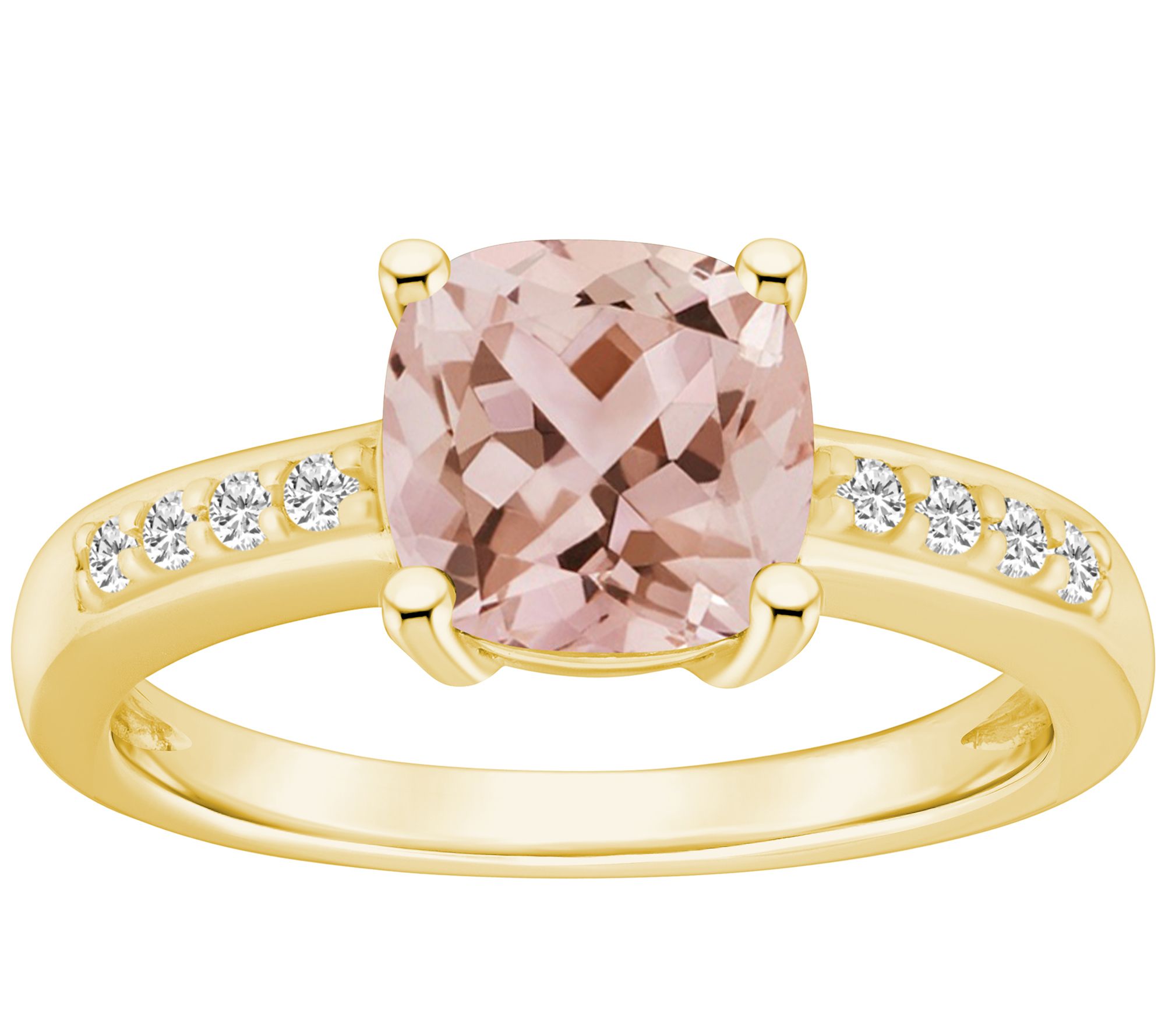 Affinity Gems Cushion Morganite & Diamond Ring, 14K Gold