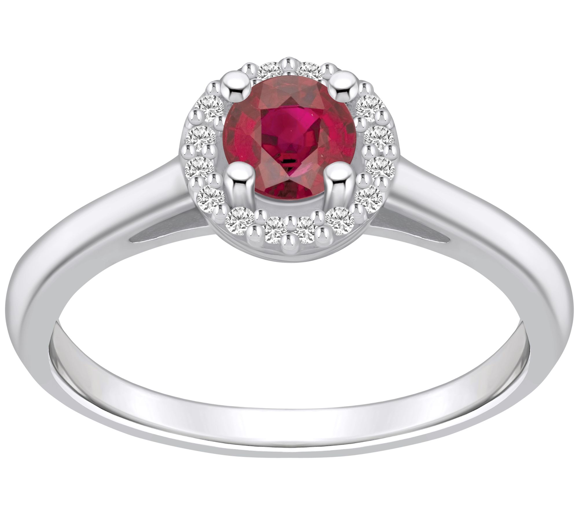 Affinity Gems Round Gemstone & Diamond Halo Ring, 14K Gold