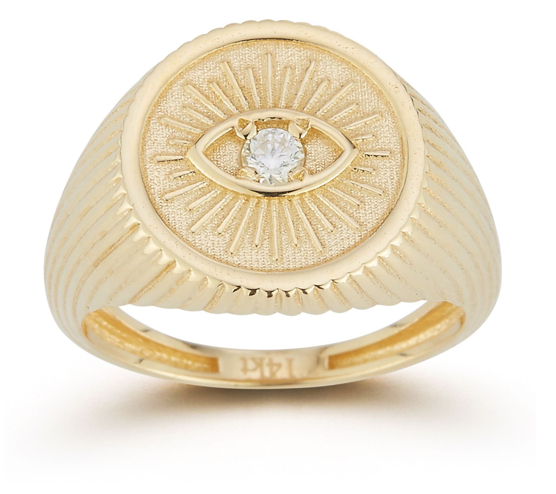 Luminosa Gold Diamond Evil Eye Signet Ring, 14K