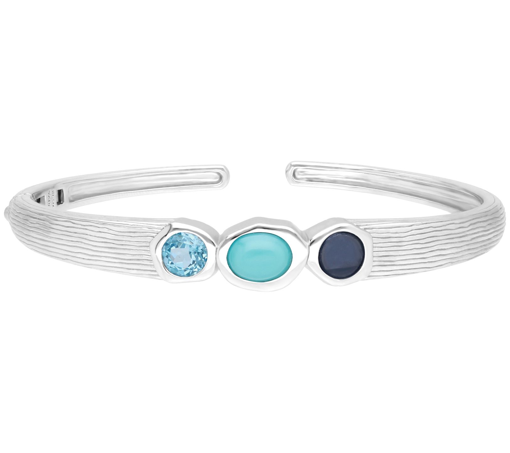 Ariva Sterling-Silver Silk-Textured Multigemstone Cuff