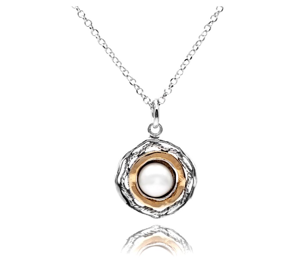 Or Paz Two-Tone Sterling Cultured Pearl Pendant  w/ Chain