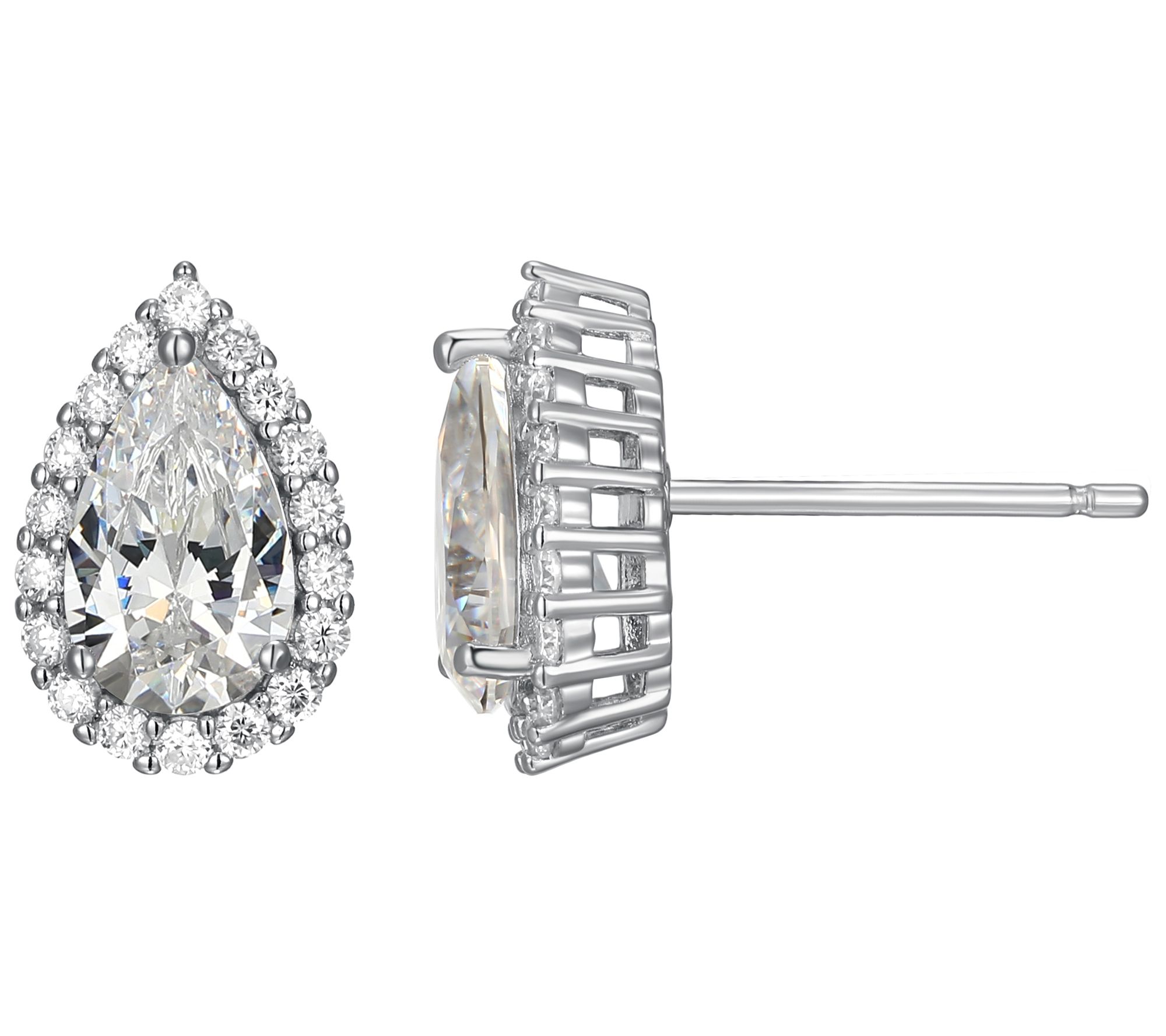 Sterling Silver 2.30 cttw Moissanite Halo Stud Earrings