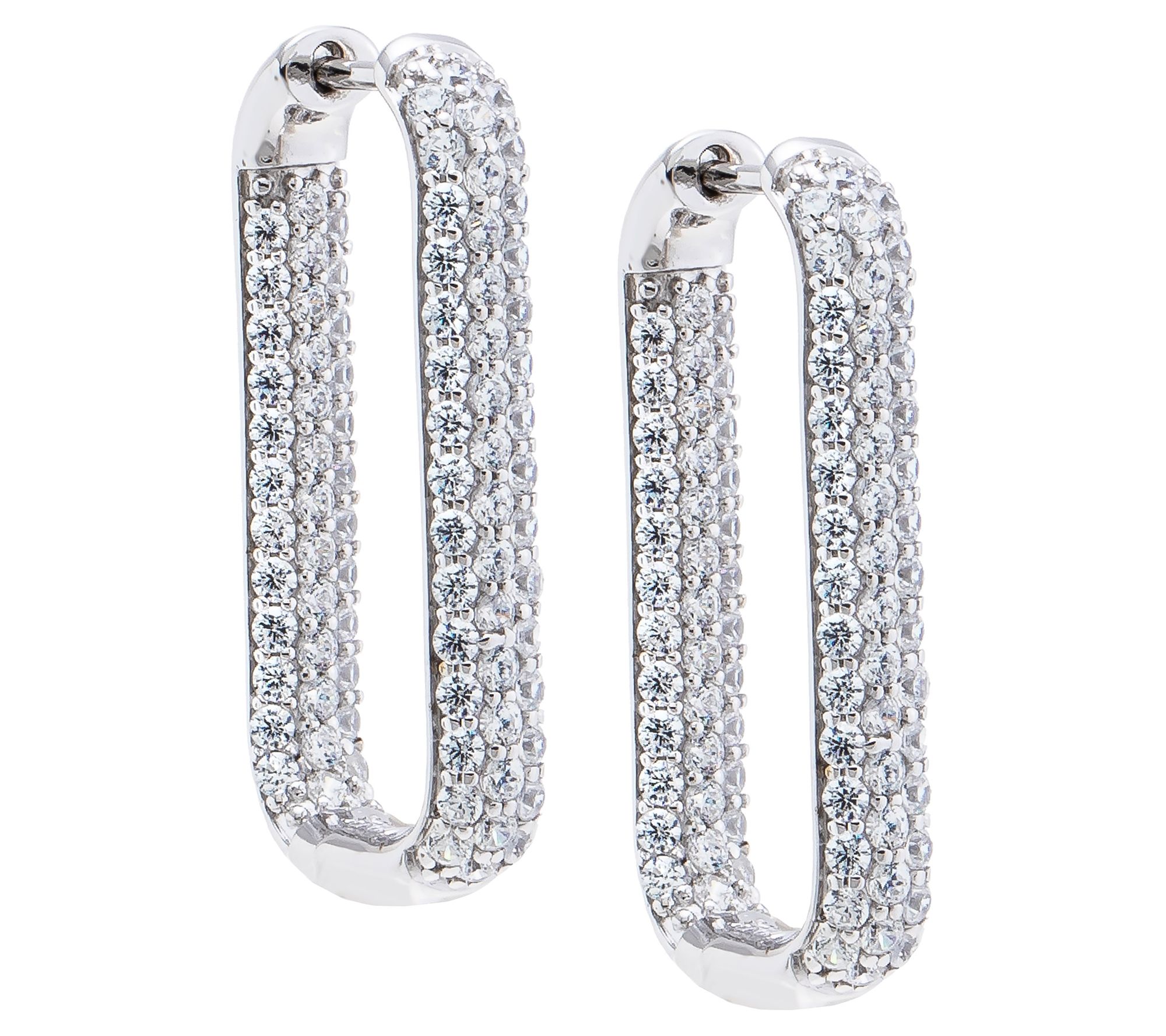 Diamonique Pave Inside-Out Hoop Earrings, Sterling Silver