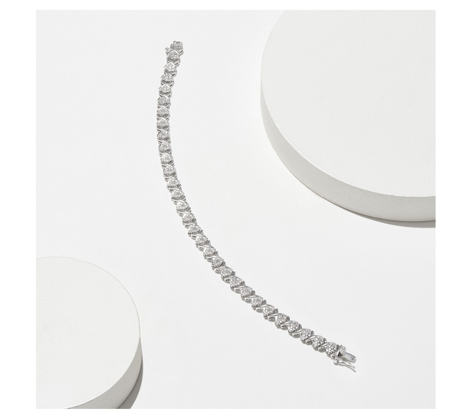 Sterling Silver Diamond Accent "X" Tennis Bracelet