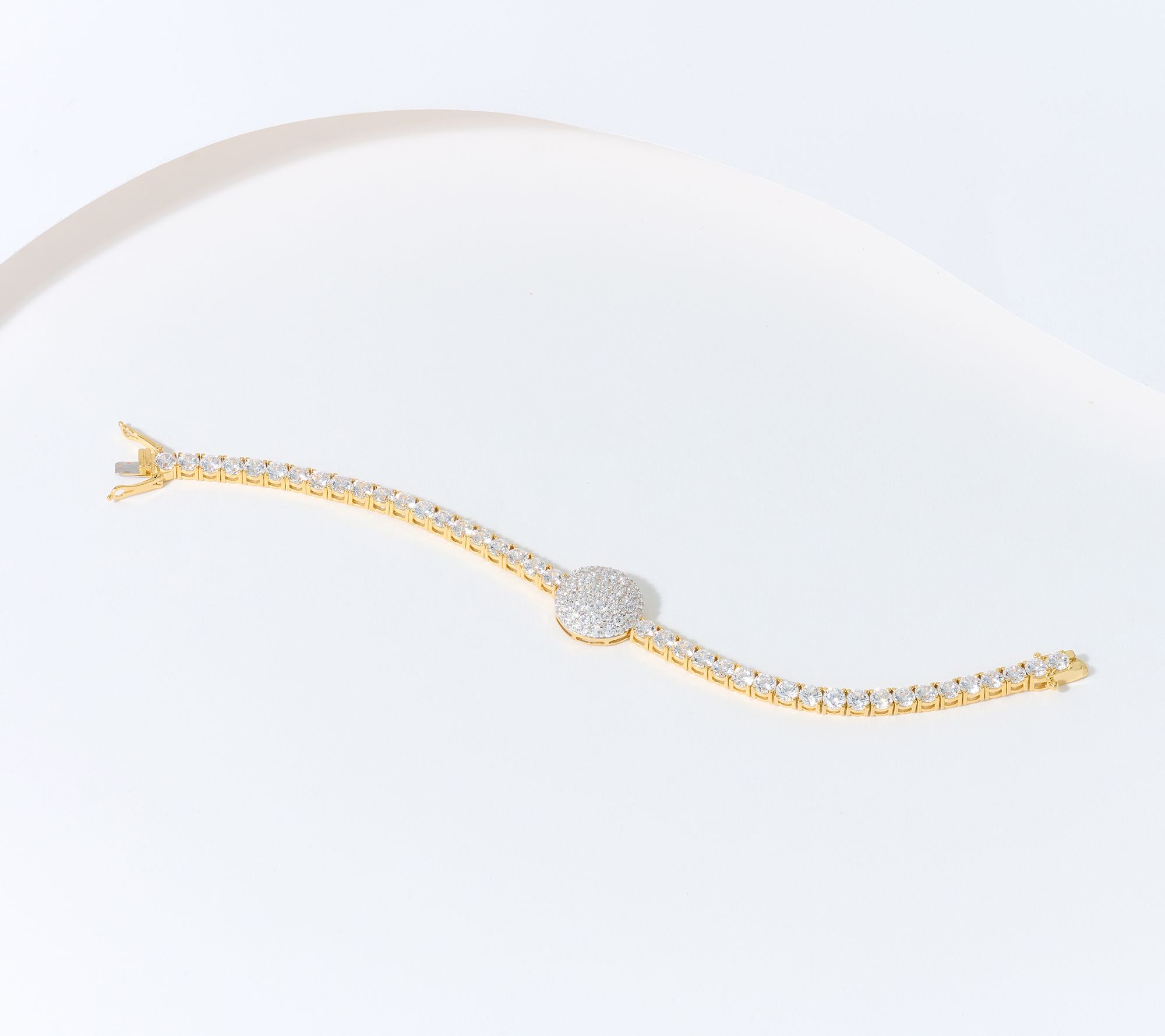 Diamonique 18K Gold Plated online 100-Facet Bezel Set Tennis Bracelet